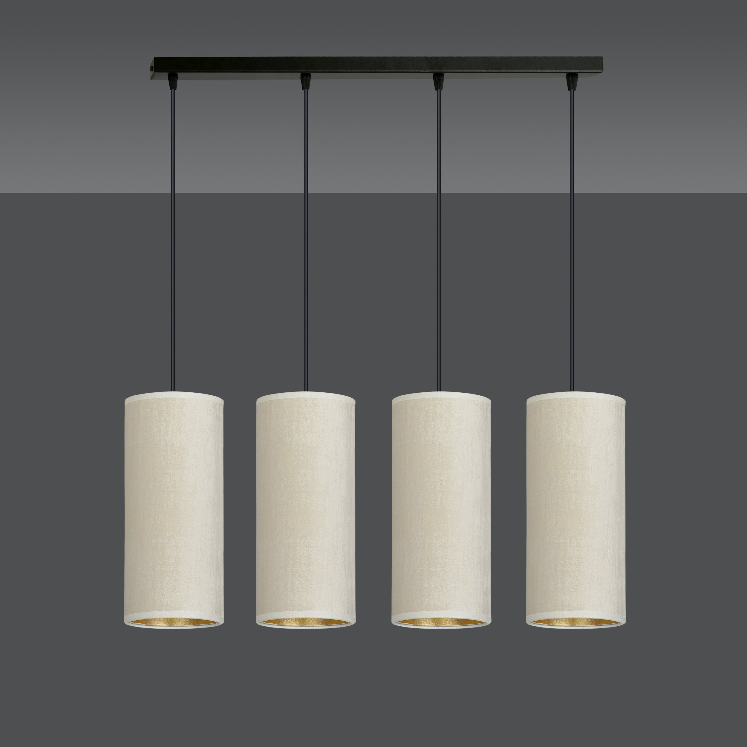 Suspension Bente base en métal linéaire avec abat-jour en velours au design contemporain par Emibig Suspension Bente base en métal linéaire avec abat-jour en velours au design contemporain par Emibig