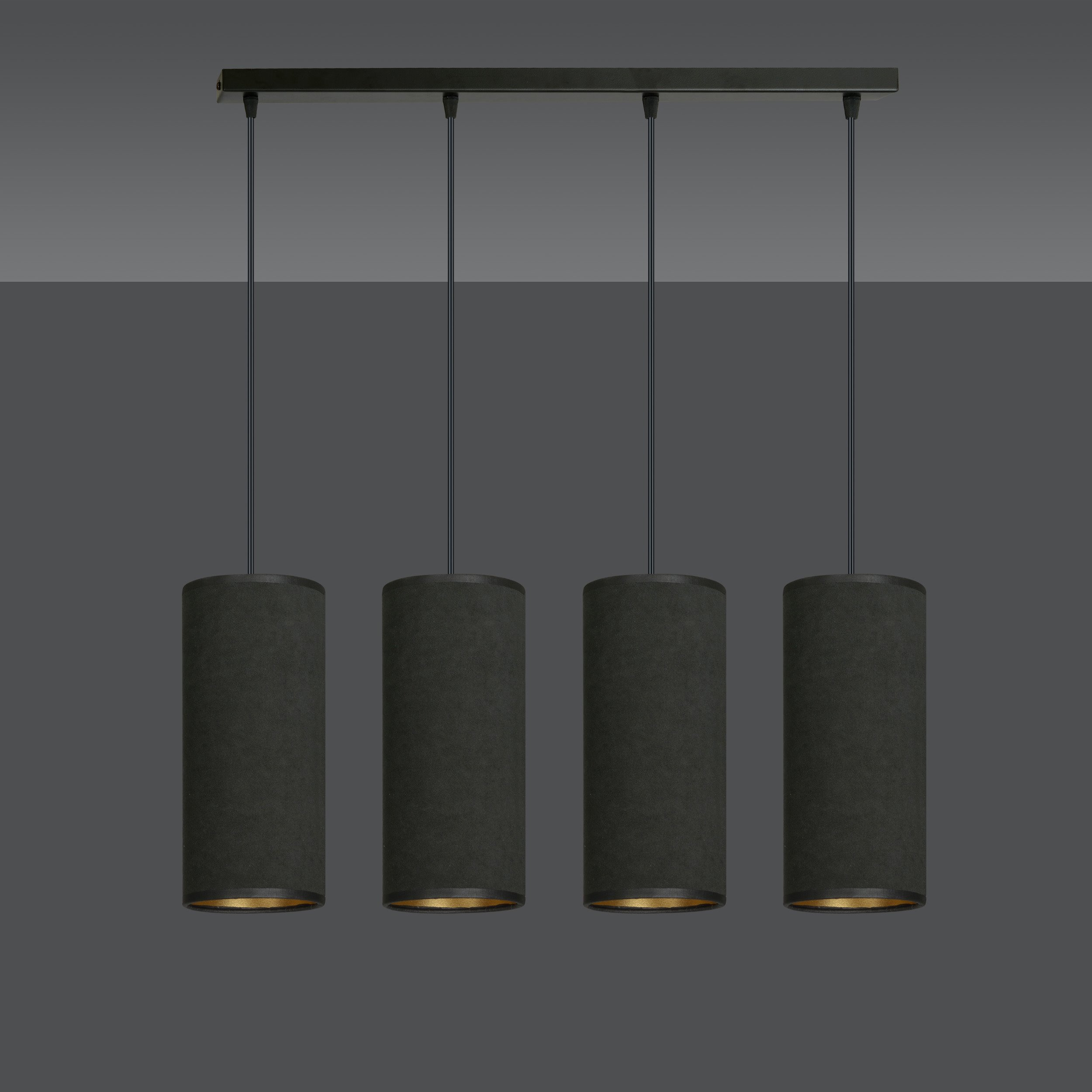 Suspension Bente base en métal linéaire avec abat-jour en velours au design contemporain par Emibig Suspension Bente base en métal linéaire avec abat-jour en velours au design contemporain par Emibig