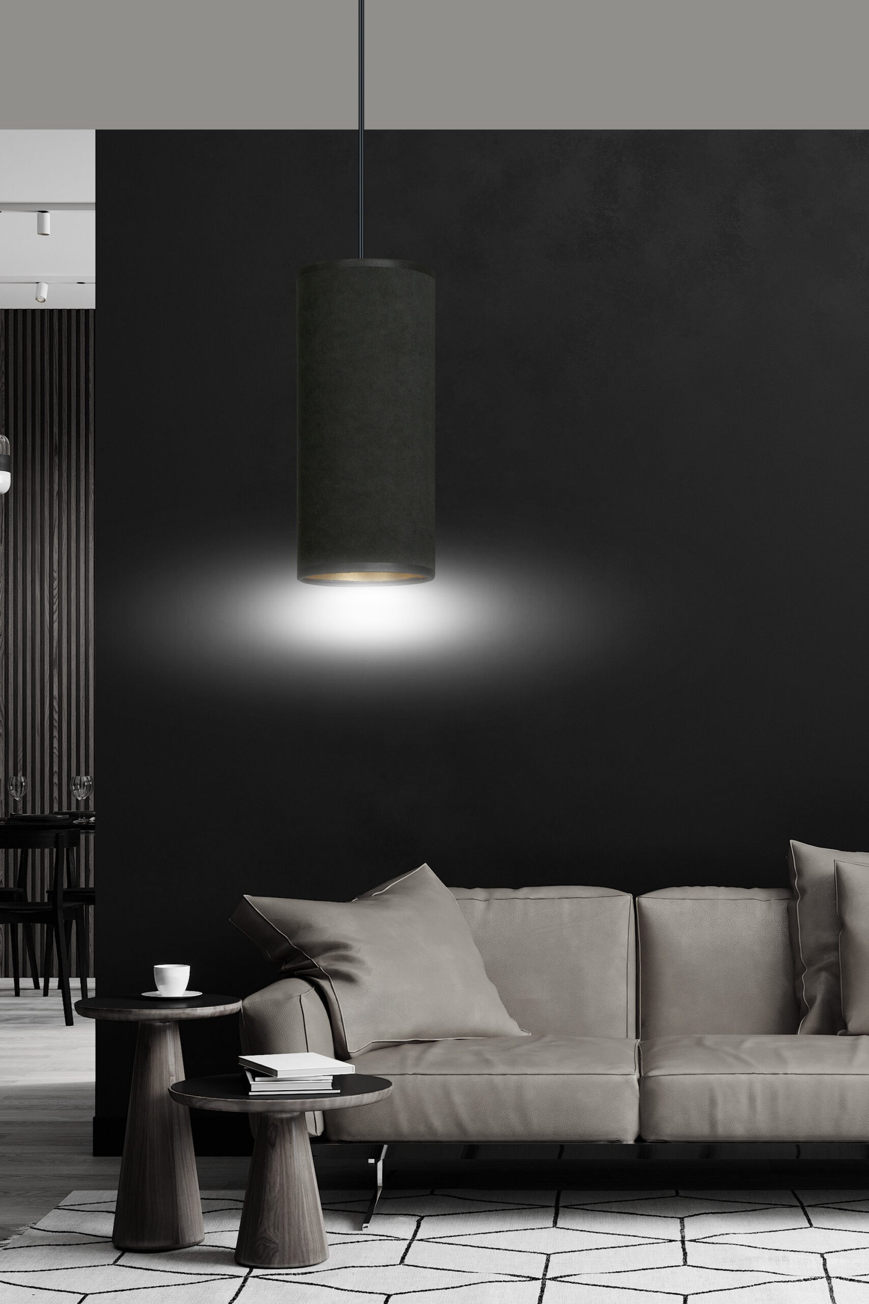 Suspension Bente base en métal circulaire avec abat-jour en velours au design contemporain par Emibig