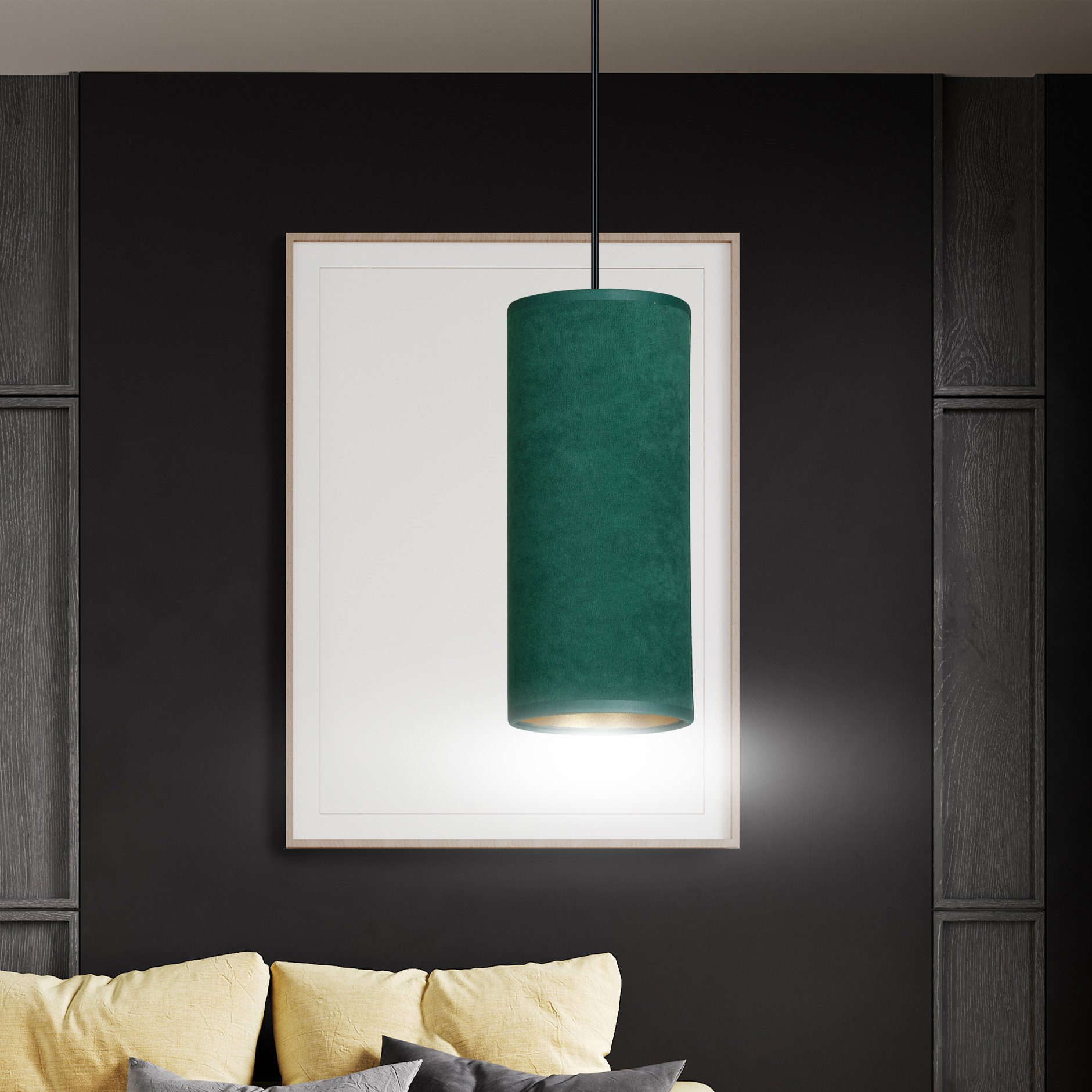 Suspension Bente base en métal circulaire avec abat-jour en velours au design contemporain par Emibig