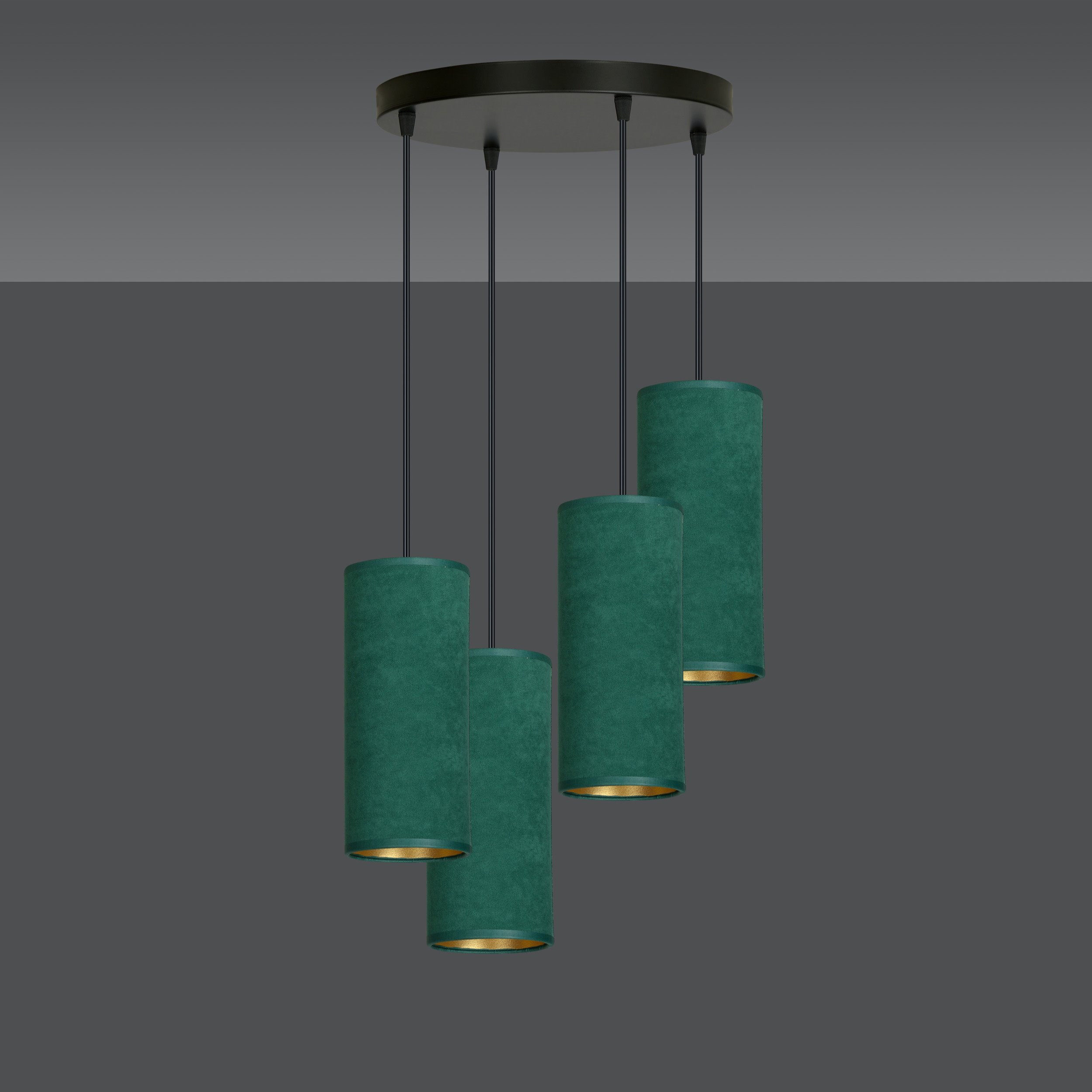 Suspension Bente base en métal circulaire avec abat-jour en velours au design contemporain par Emibig