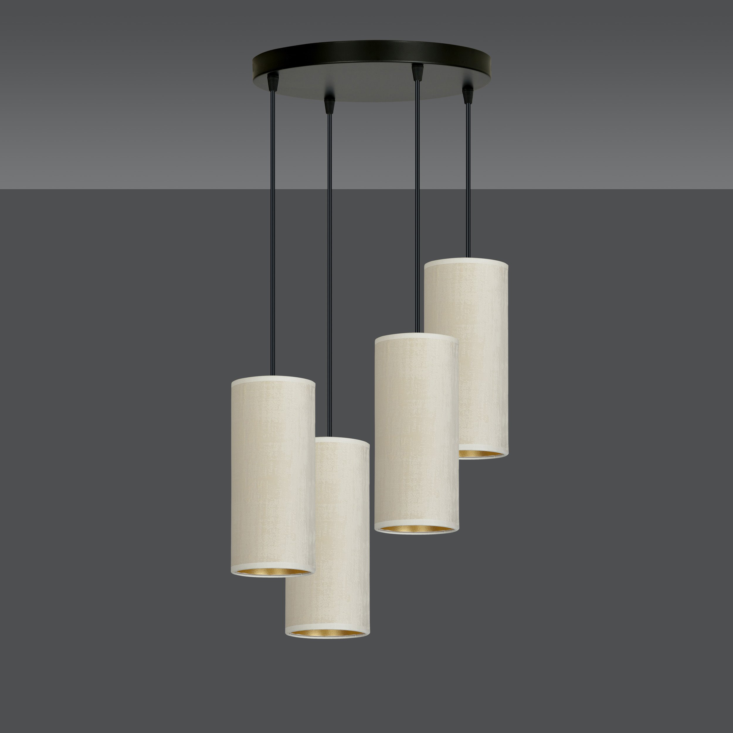 Suspension Bente base en métal circulaire avec abat-jour en velours au design contemporain par Emibig