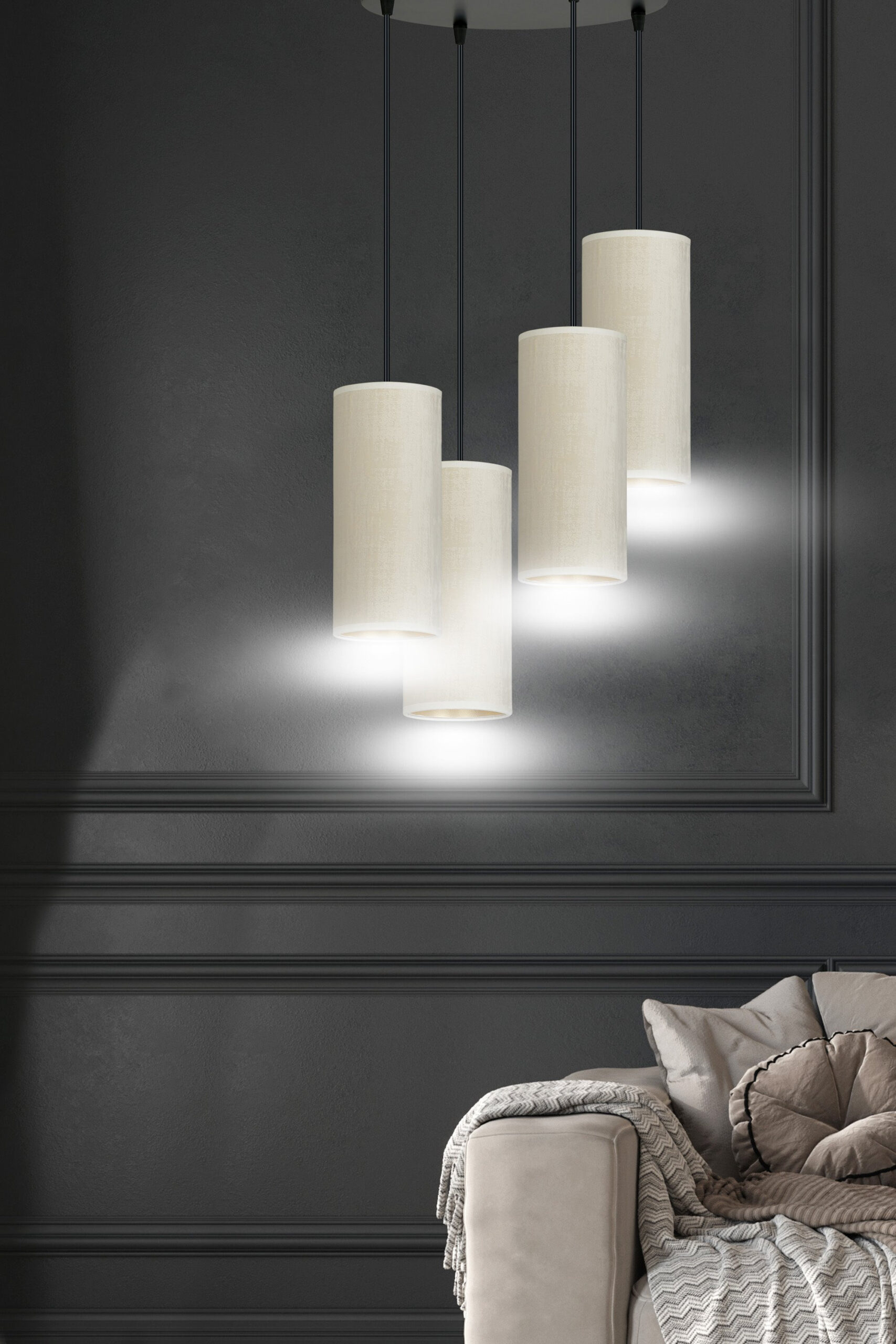 Suspension Bente base en métal circulaire avec abat-jour en velours au design contemporain par Emibig