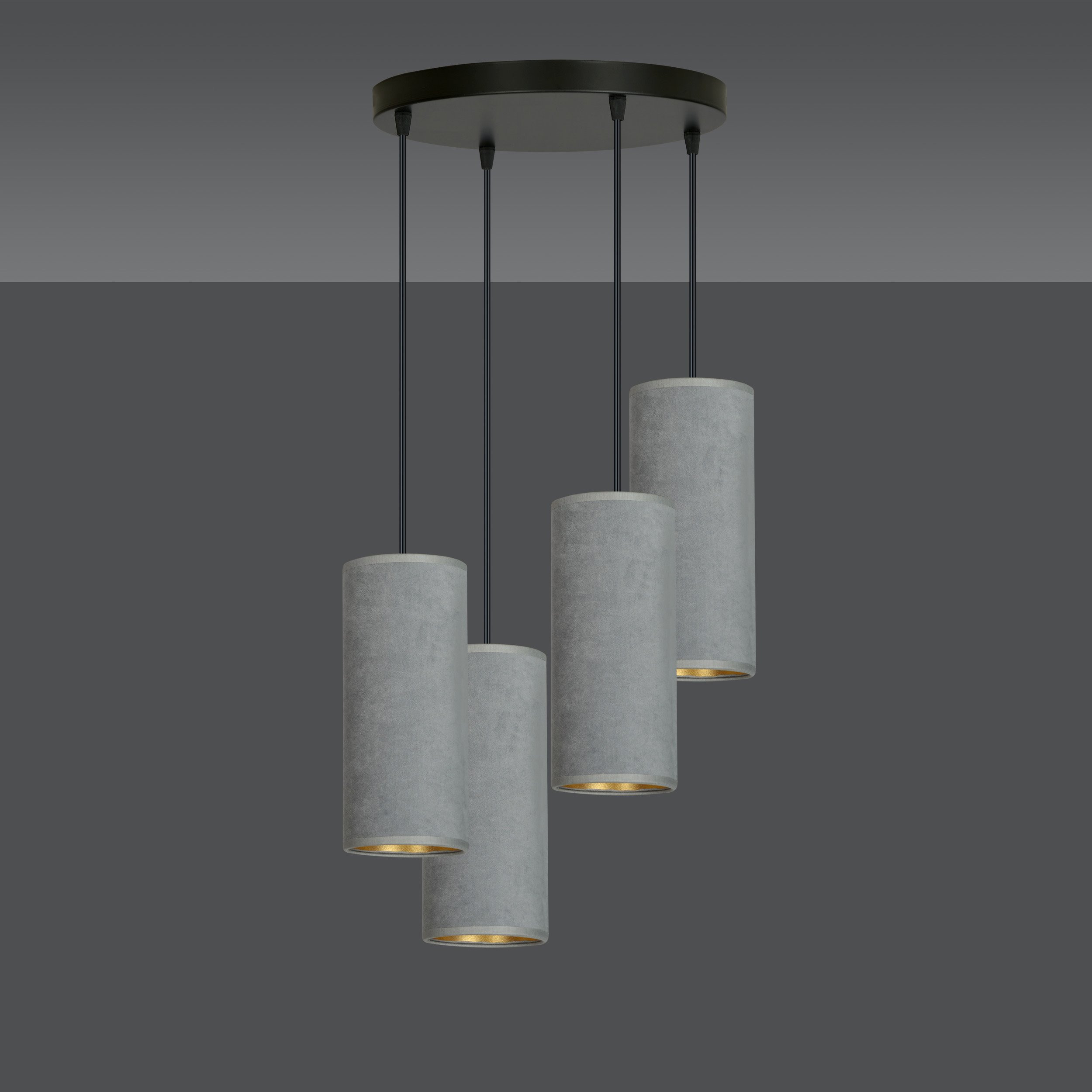 Suspension Bente base en métal circulaire avec abat-jour en velours au design contemporain par Emibig