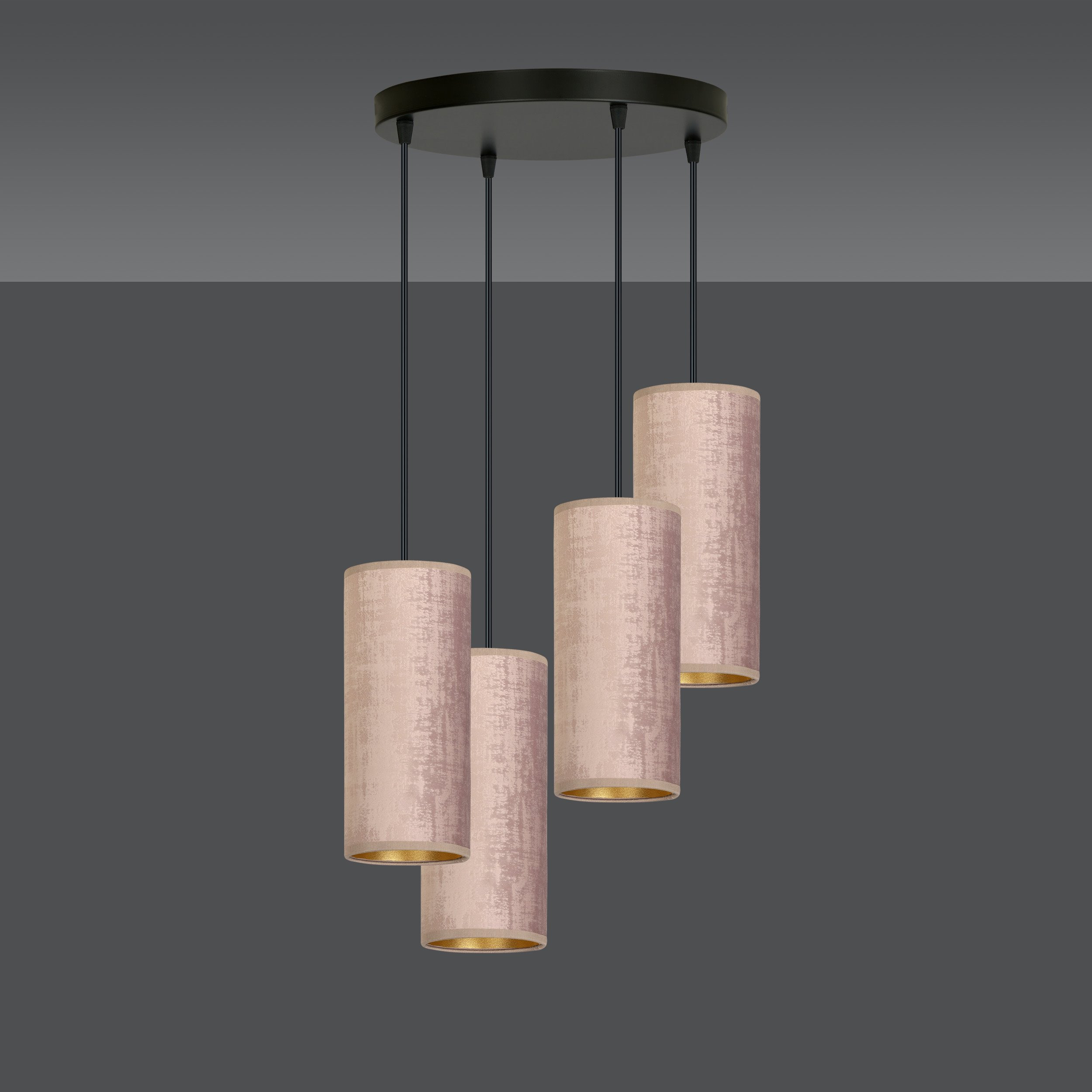 Suspension Bente base en métal circulaire avec abat-jour en velours au design contemporain par Emibig