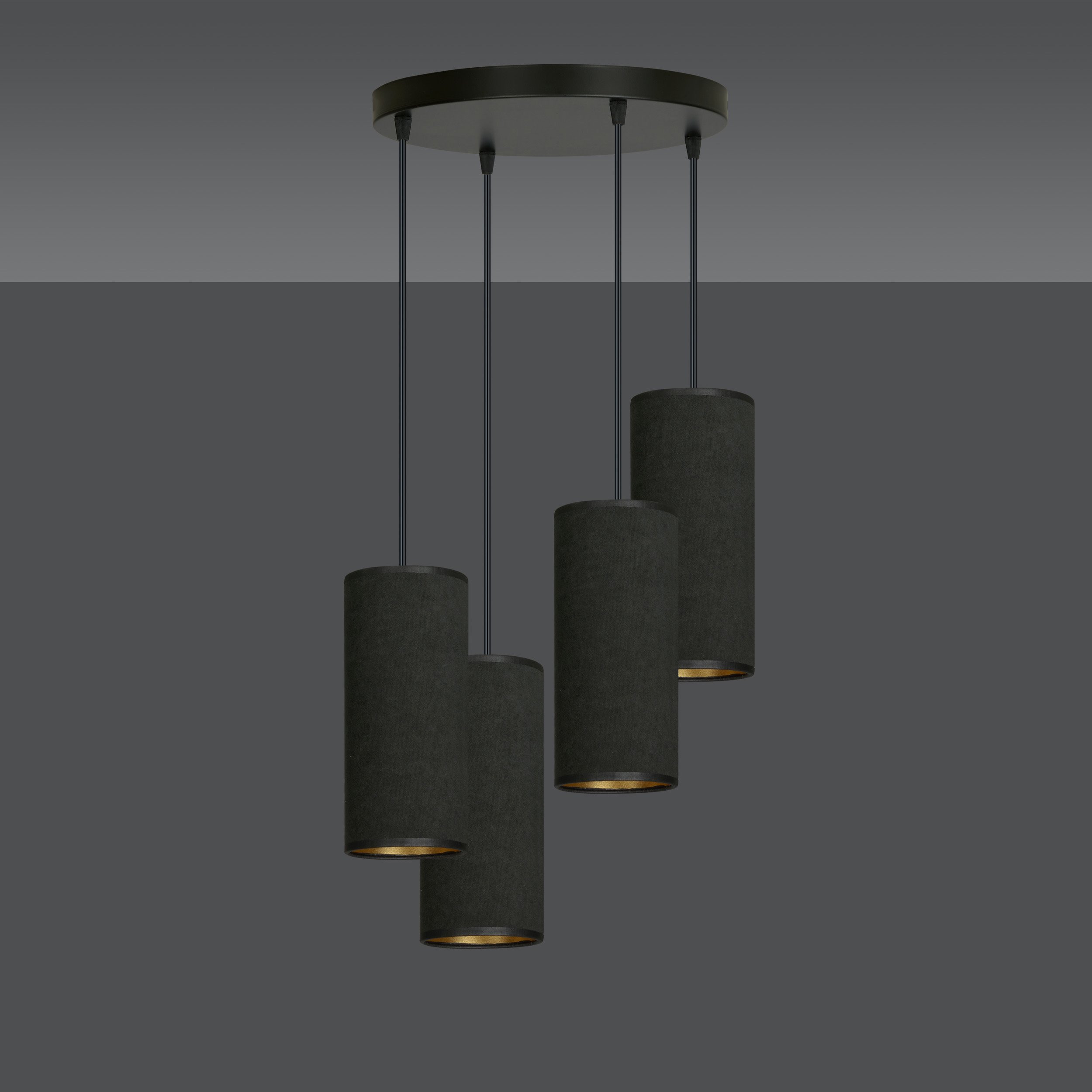 Suspension Bente base en métal circulaire avec abat-jour en velours au design contemporain par Emibig