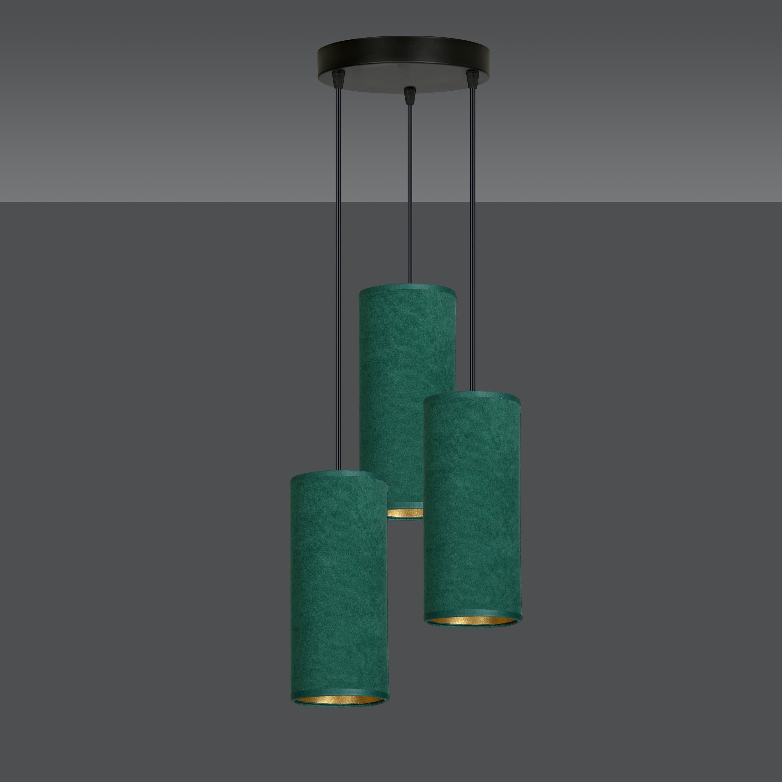Suspension Bente base en métal circulaire avec abat-jour en velours au design contemporain par Emibig