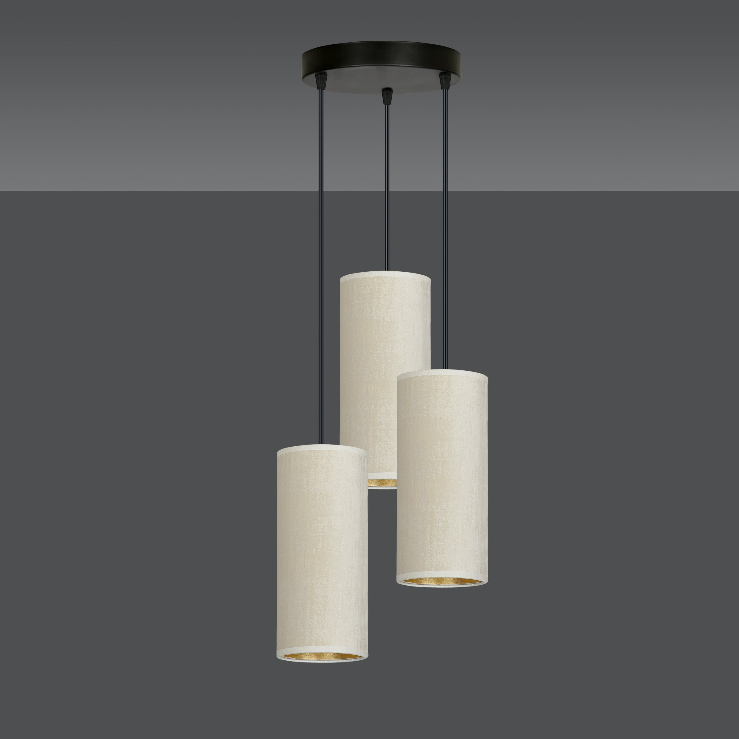 Suspension Bente base en métal circulaire avec abat-jour en velours au design contemporain par Emibig