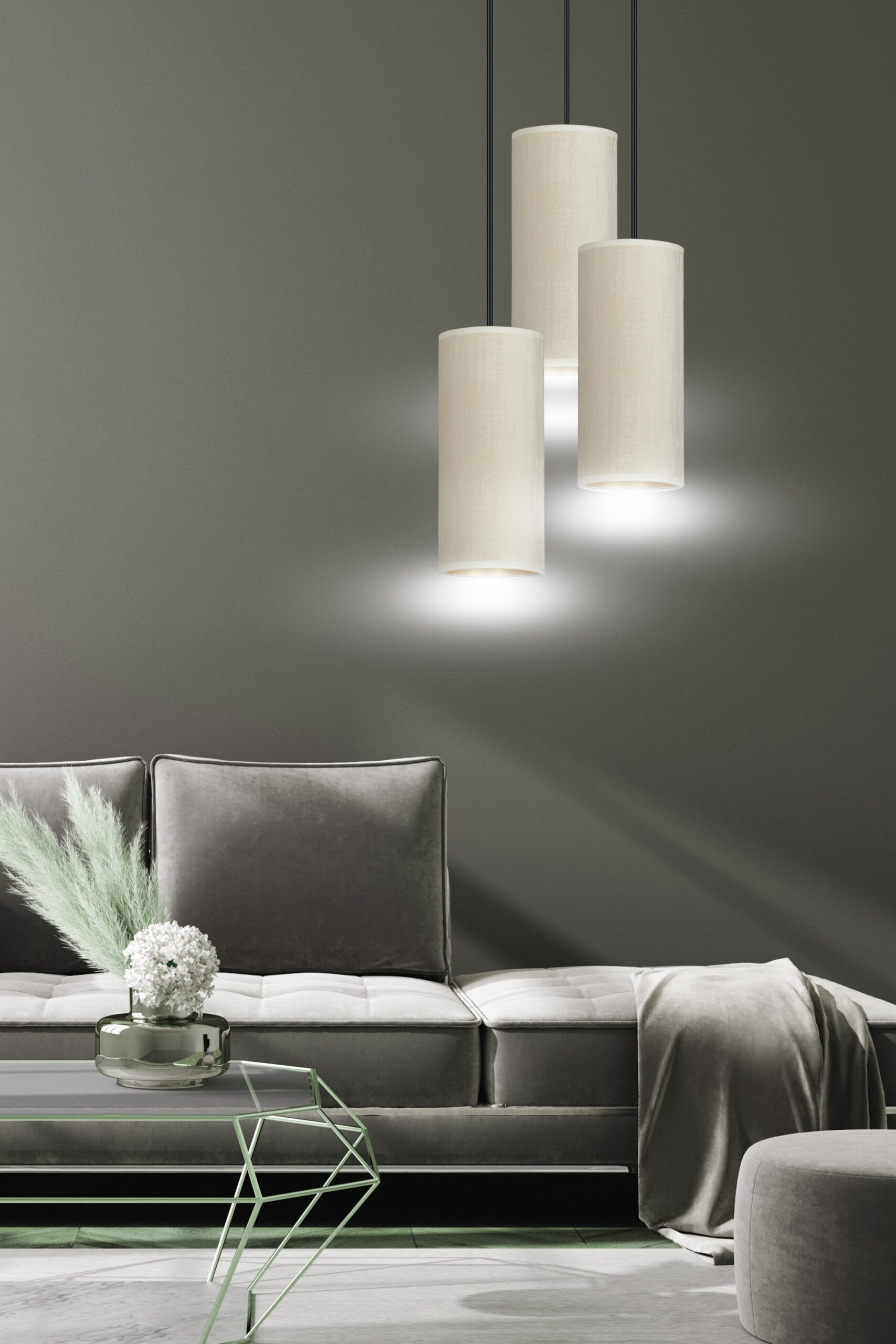 Suspension Bente base en métal circulaire avec abat-jour en velours au design contemporain par Emibig