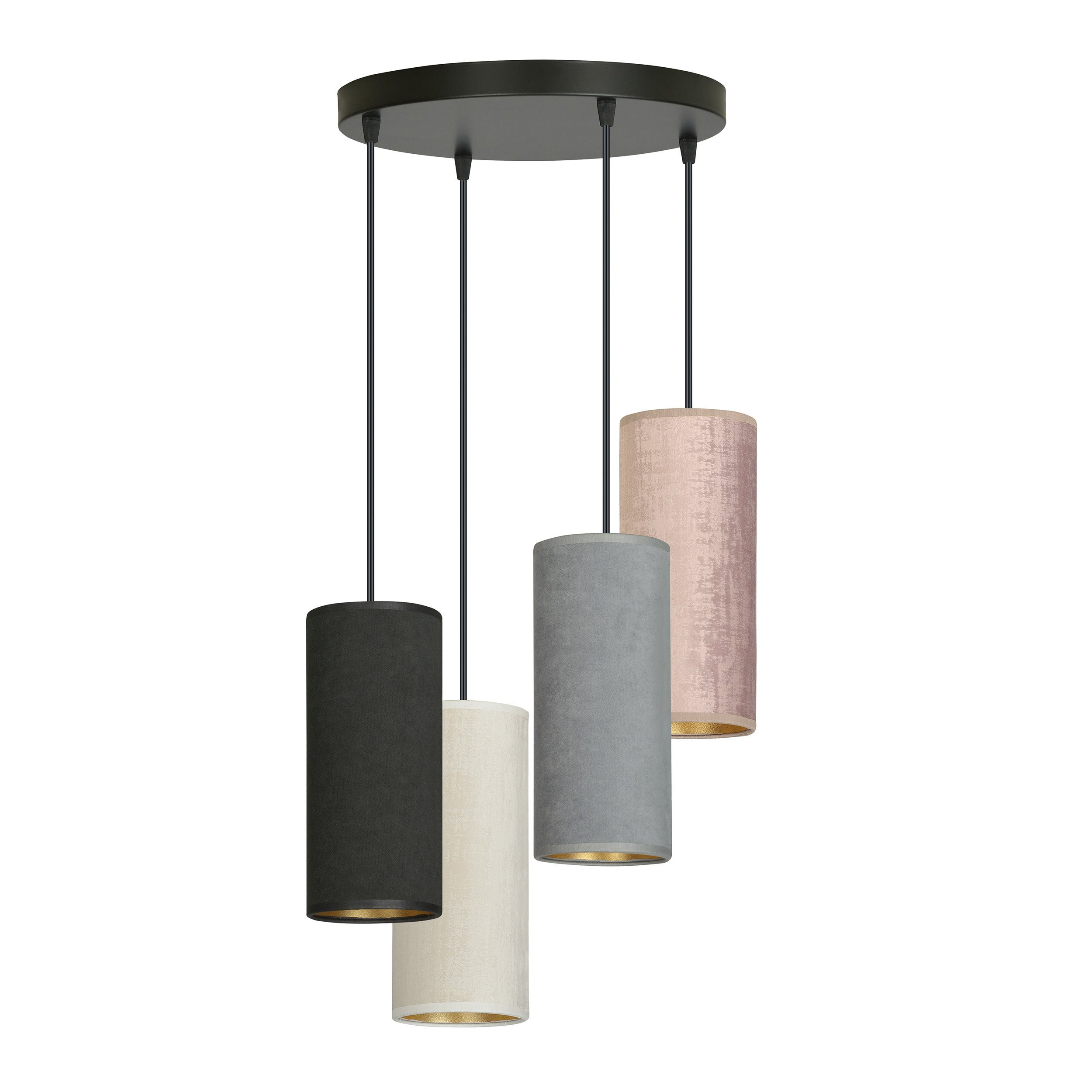 Suspension Bente base en métal circulaire avec abat-jour en velours au design contemporain par Emibig Suspension Bente base en métal circulaire avec abat-jour en velours au design contemporain par Emibig