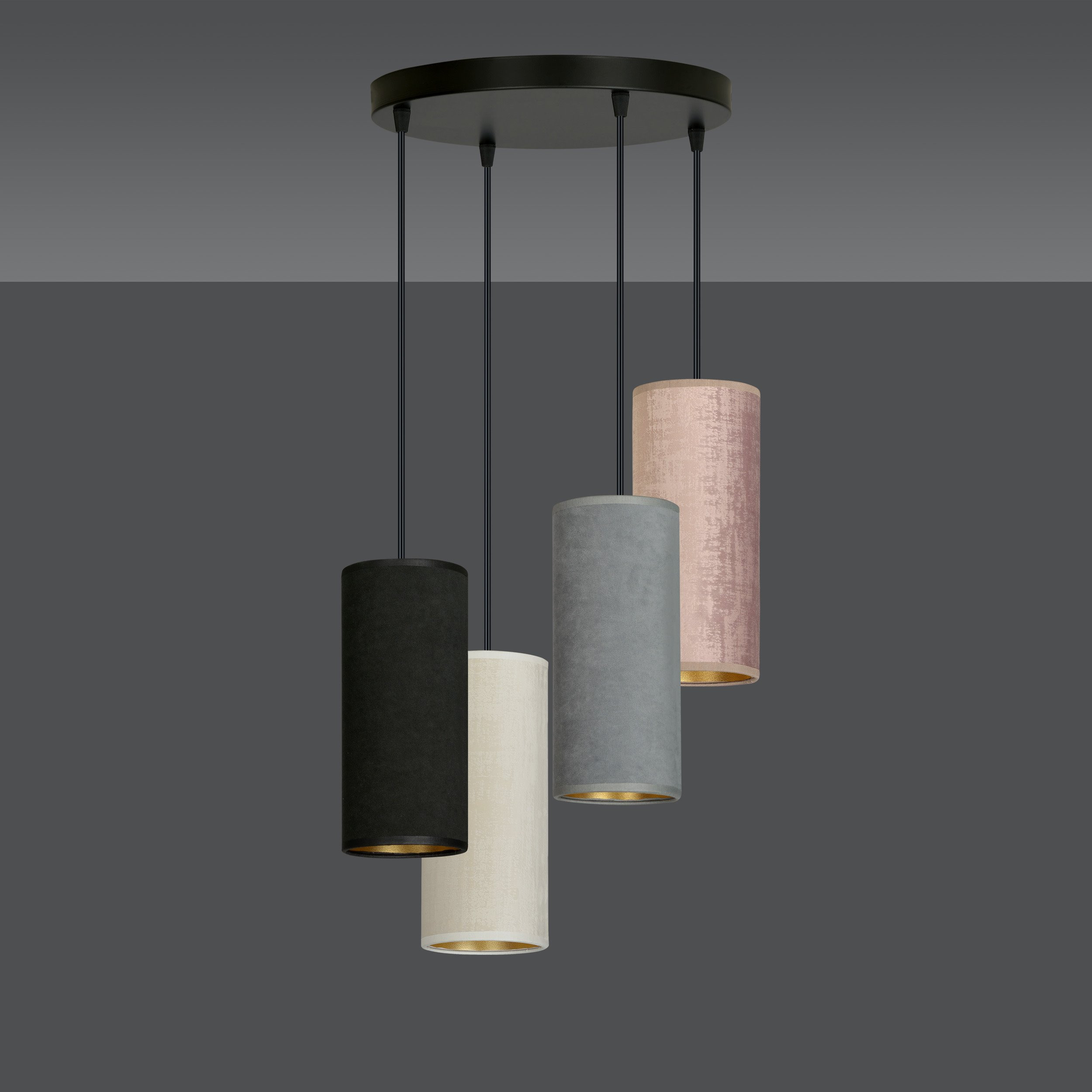 Suspension Bente base en métal circulaire avec abat-jour en velours au design contemporain par Emibig