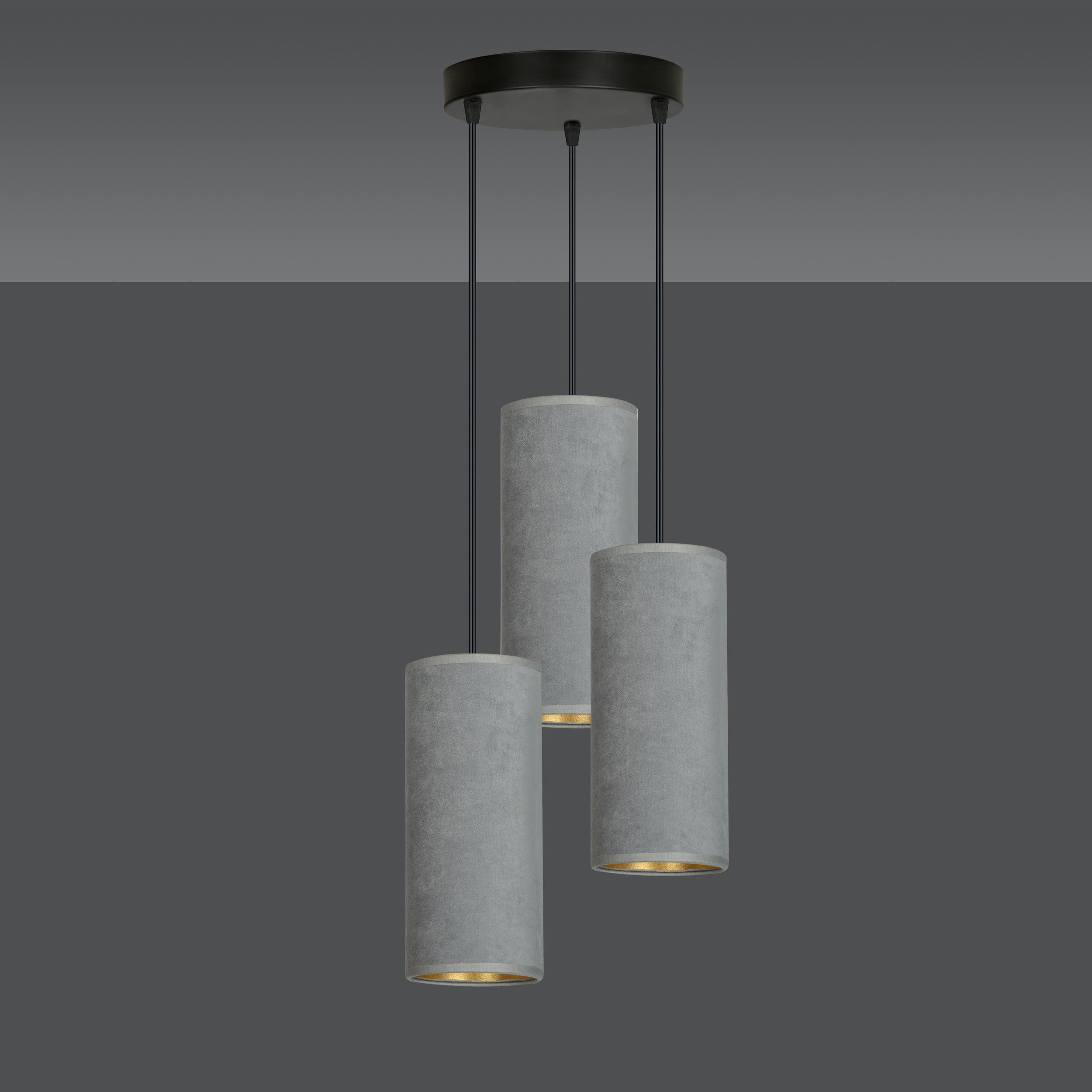 Suspension Bente base en métal circulaire avec abat-jour en velours au design contemporain par Emibig