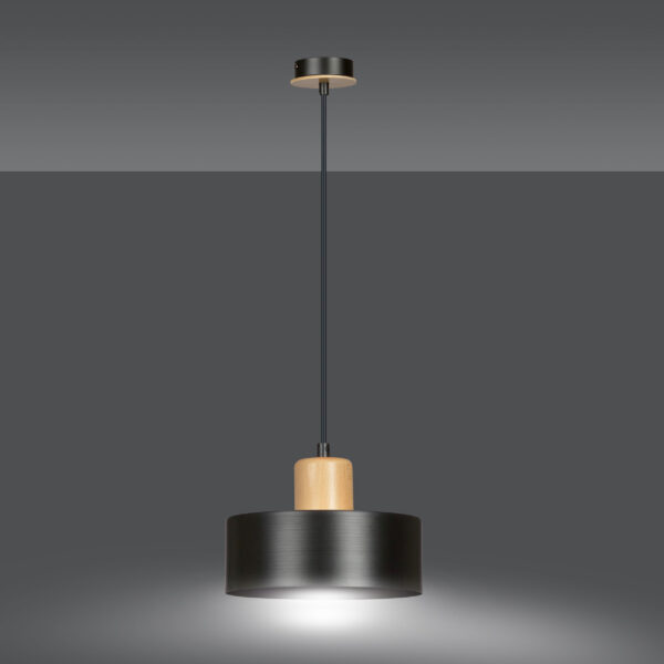 Suspension Torin base en métal et bois avec abat-jour en forme de palet au design contemporain par Emibig