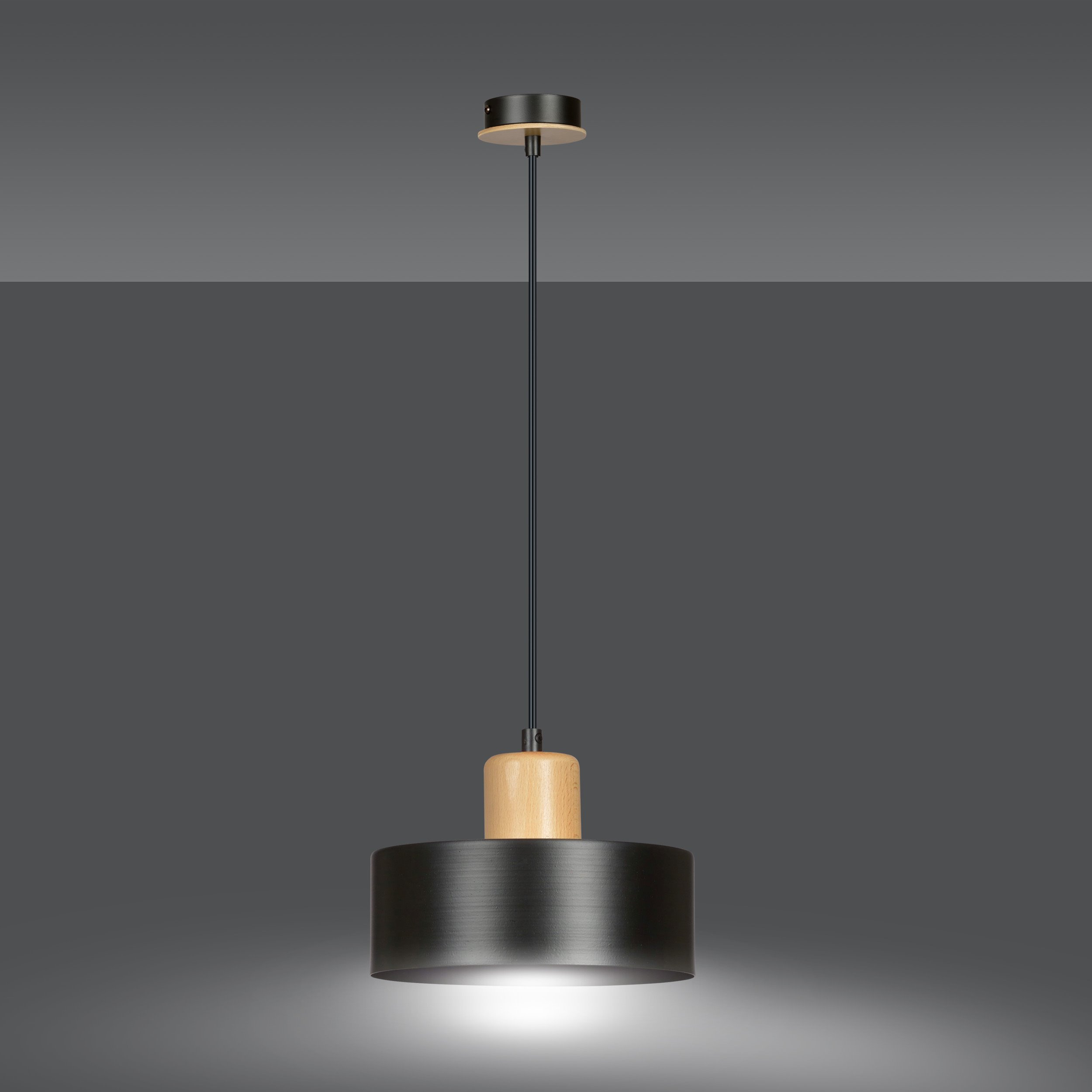 Suspension Torin base en métal et bois avec abat-jour en forme de palet au design contemporain par Emibig