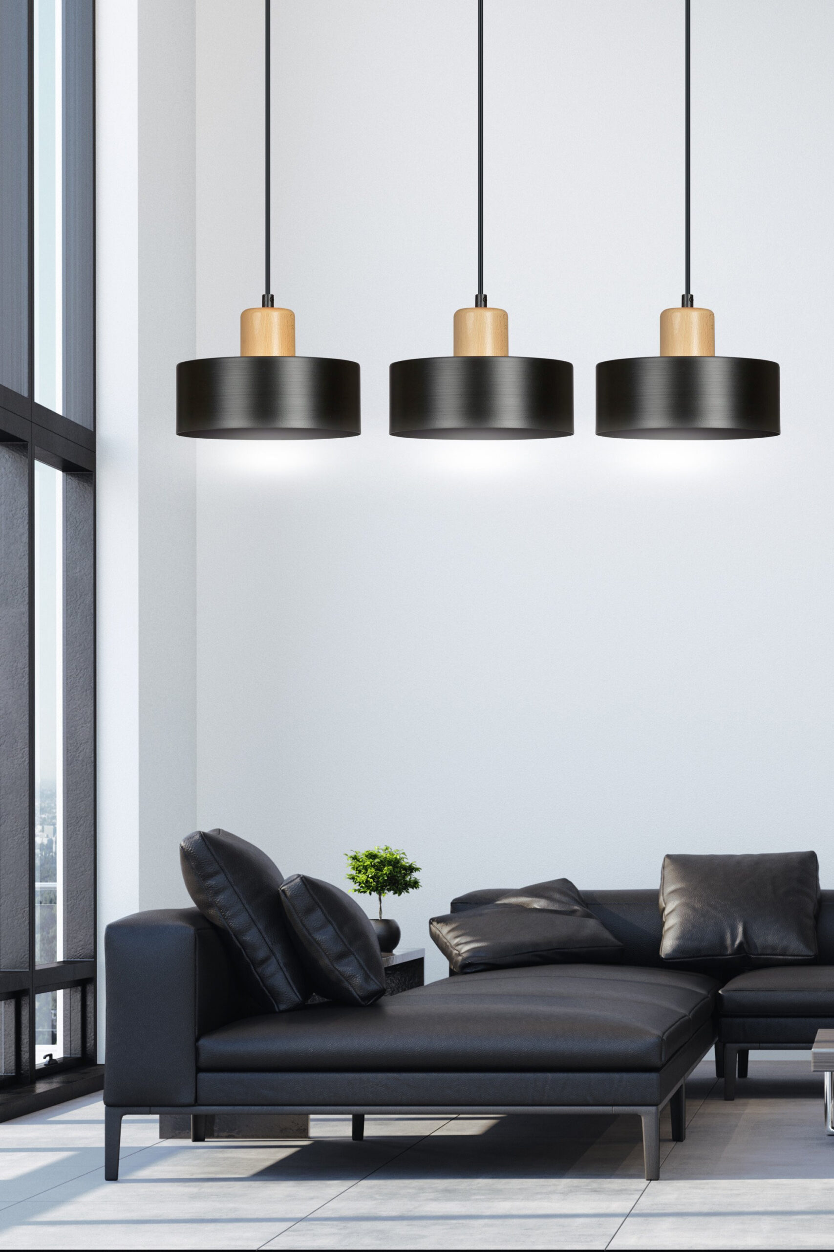 Suspension Torin base en métal et bois avec abat-jour en forme de palet au design contemporain par Emibig Suspension Torin base en métal et bois avec abat-jour en forme de palet au design contemporain par Emibig
