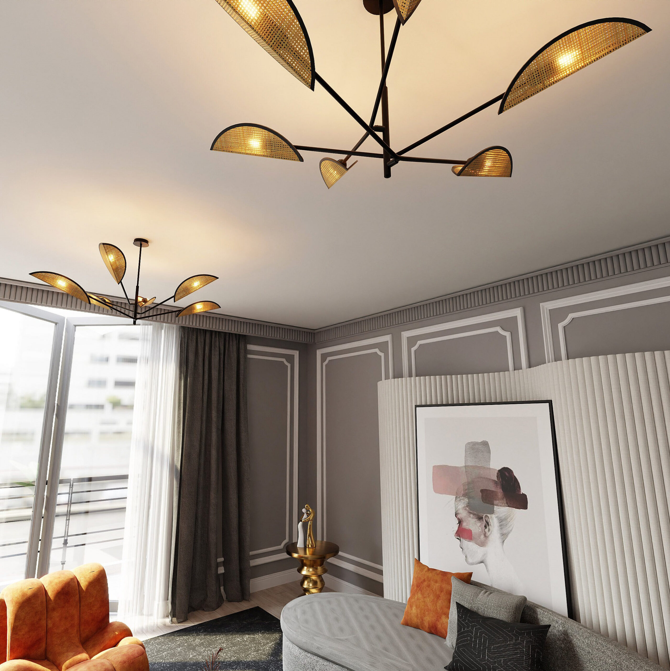 Plafonnier Vene Base en métal avec abat-jour en forme de feuille au design contemporain par Emibig Plafonnier Vene Base en métal avec abat-jour en forme de feuille au design contemporain par Emibig