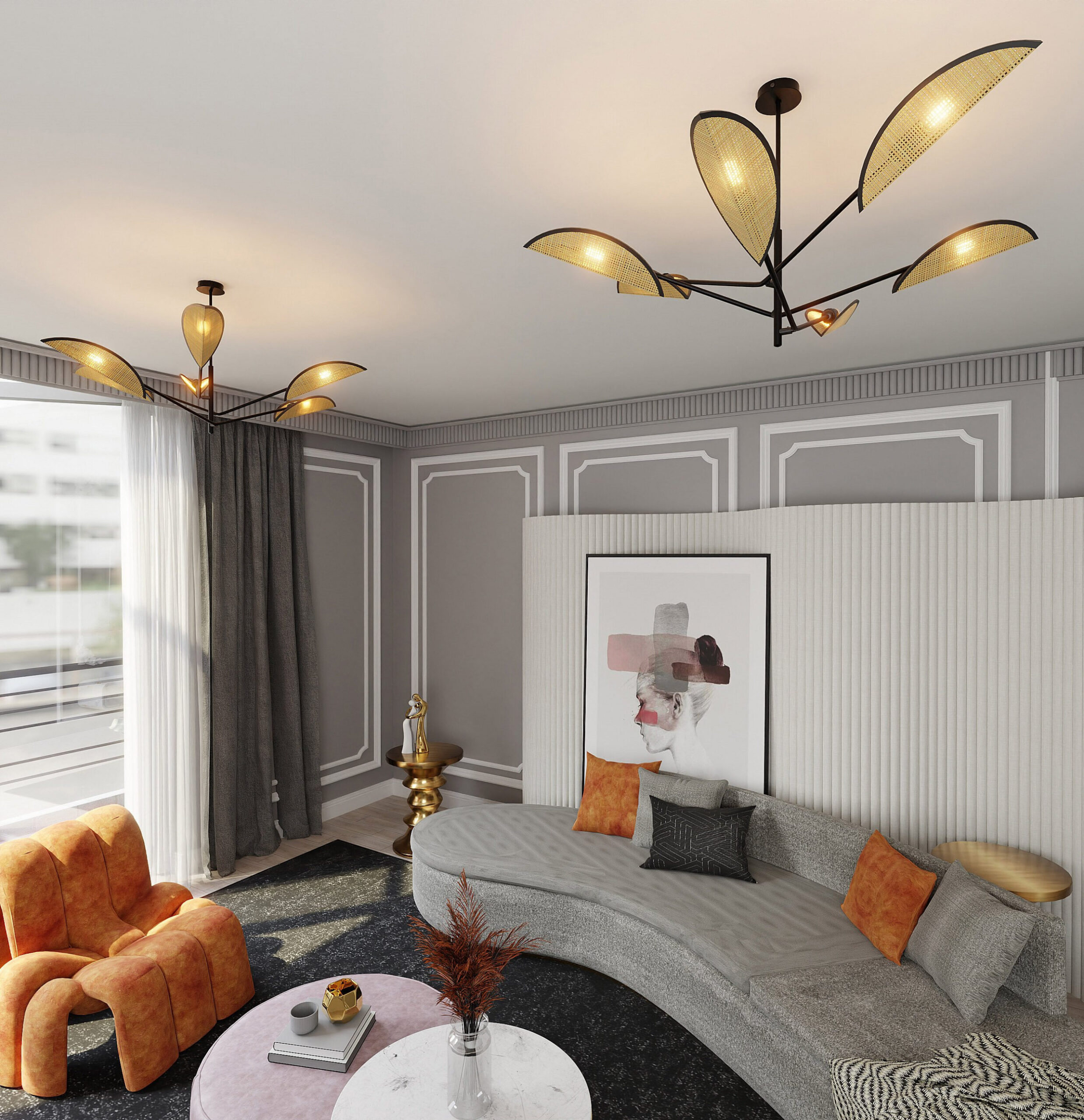 Plafonnier Vene Base en métal avec abat-jour en forme de feuille au design contemporain par Emibig Plafonnier Vene Base en métal avec abat-jour en forme de feuille au design contemporain par Emibig