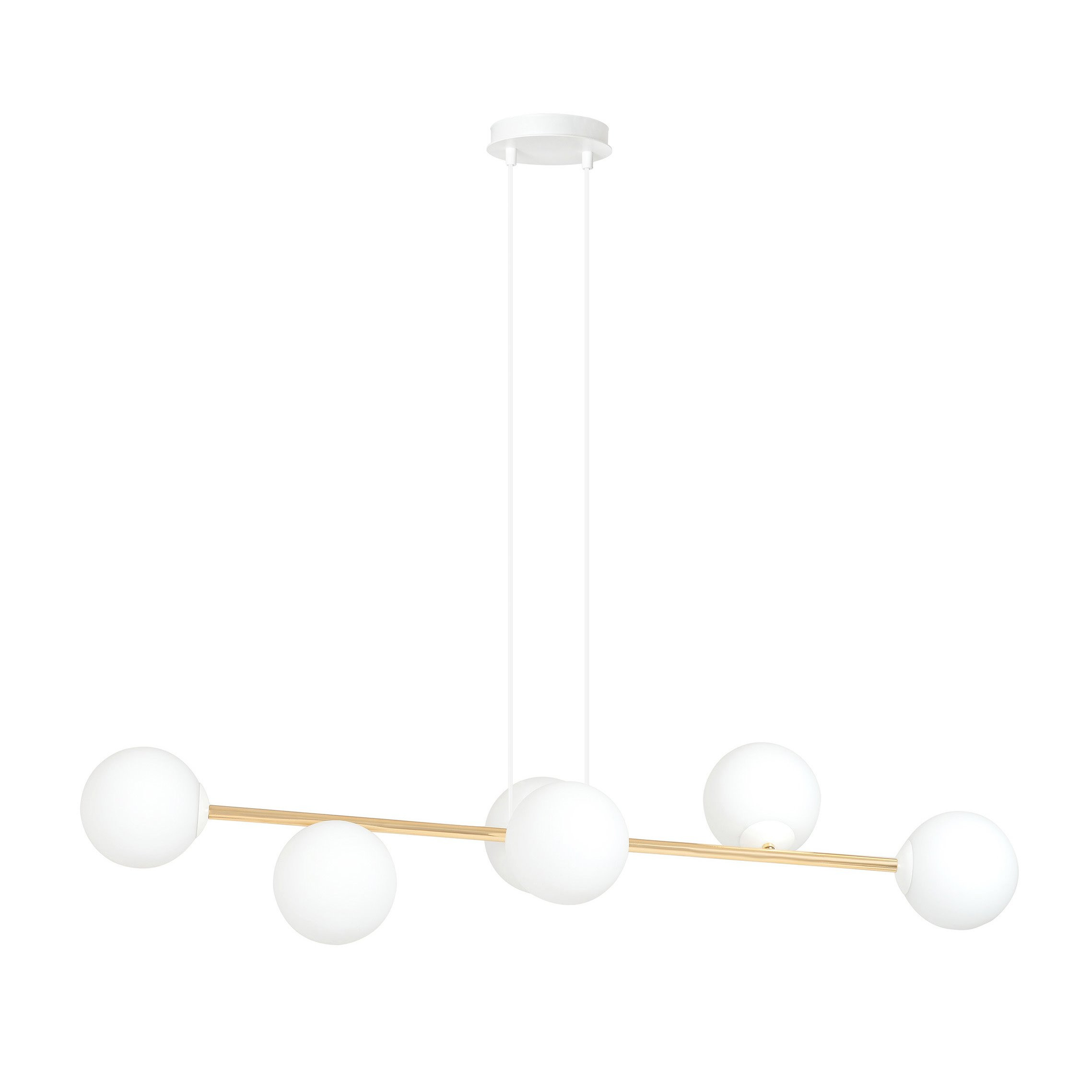 Suspension Gravity base en métal avec bras doré et abat-jour en boule de verre au design contemporain par Emibig Suspension Gravity base en métal avec bras doré et abat-jour en boule de verre au design contemporain par Emibig
