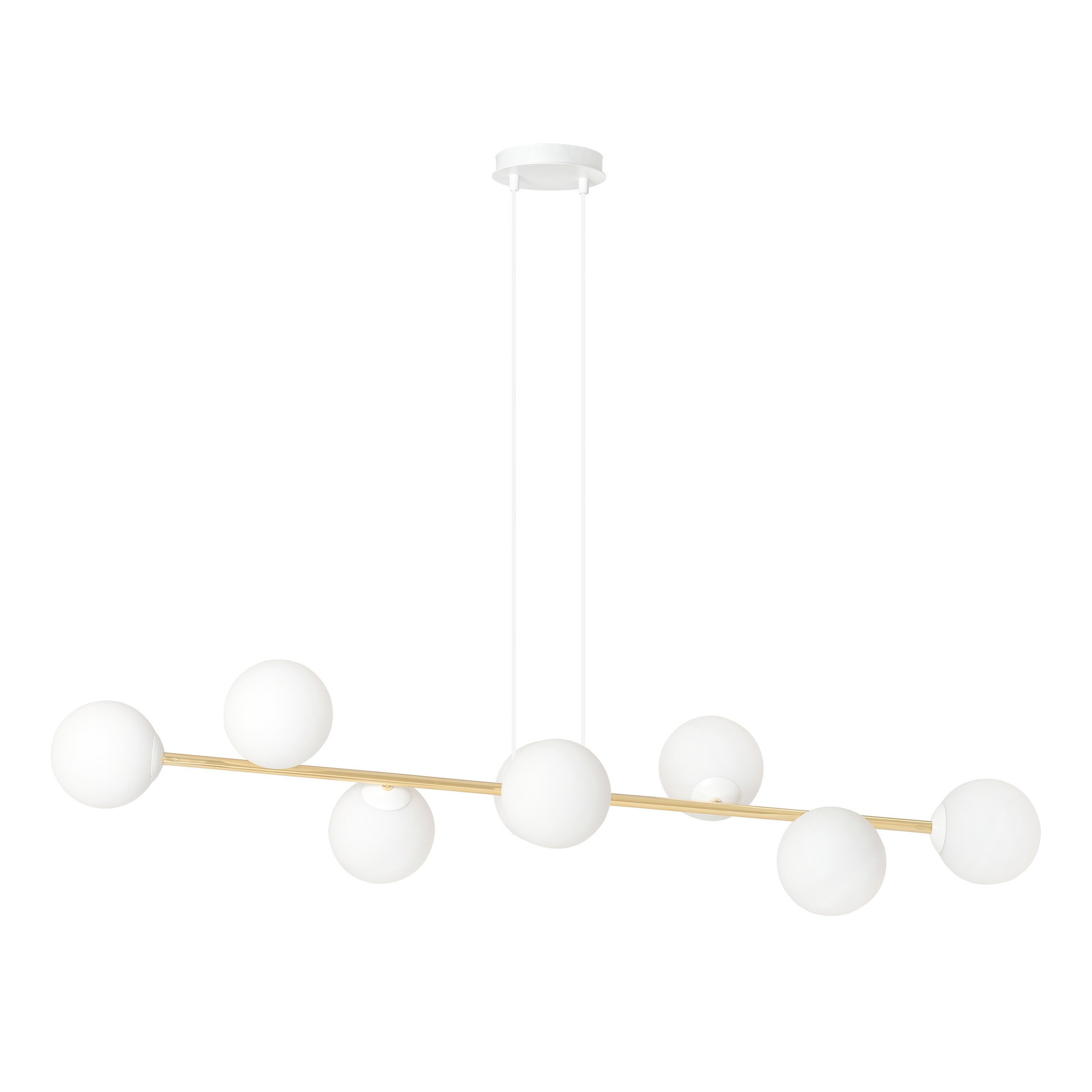 Suspension Gravity base en métal avec bras doré et abat-jour en boule de verre au design contemporain par Emibig Suspension Gravity base en métal avec bras doré et abat-jour en boule de verre au design contemporain par Emibig