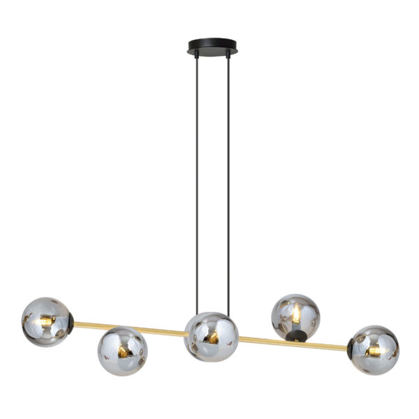 Suspension Gravity base en métal avec bras doré et abat-jour en boule de verre au design contemporain par Emibig