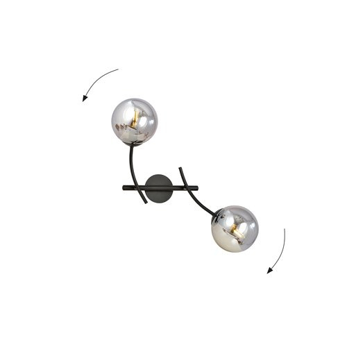 Applique murale Hunter base en métal avec abat-jour en boule de verre au design contemporain par Emibig Applique murale Hunter base en métal avec abat-jour en boule de verre au design contemporain par Emibig