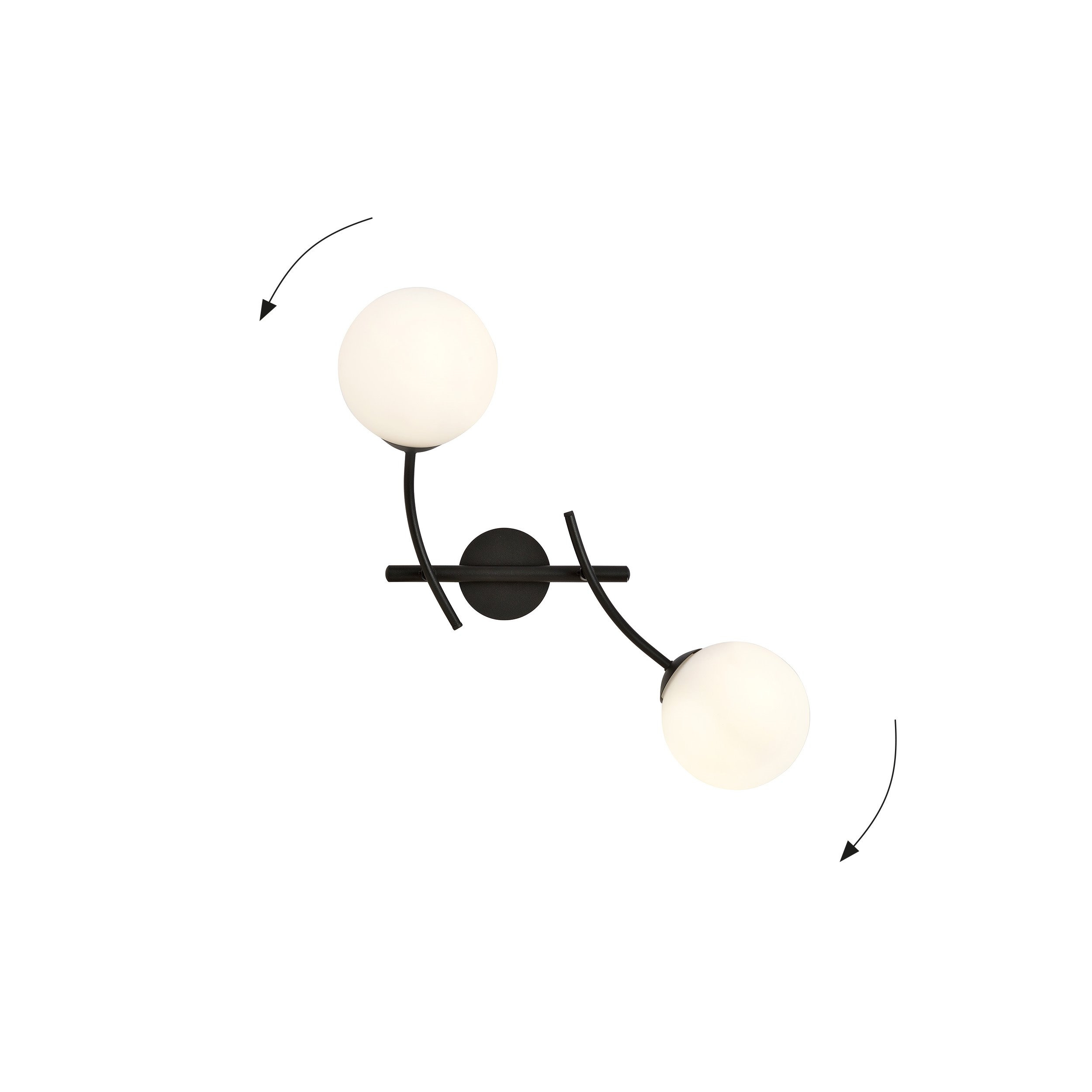 Applique murale Hunter base en métal avec abat-jour en boule de verre au design contemporain par Emibig Applique murale Hunter base en métal avec abat-jour en boule de verre au design contemporain par Emibig