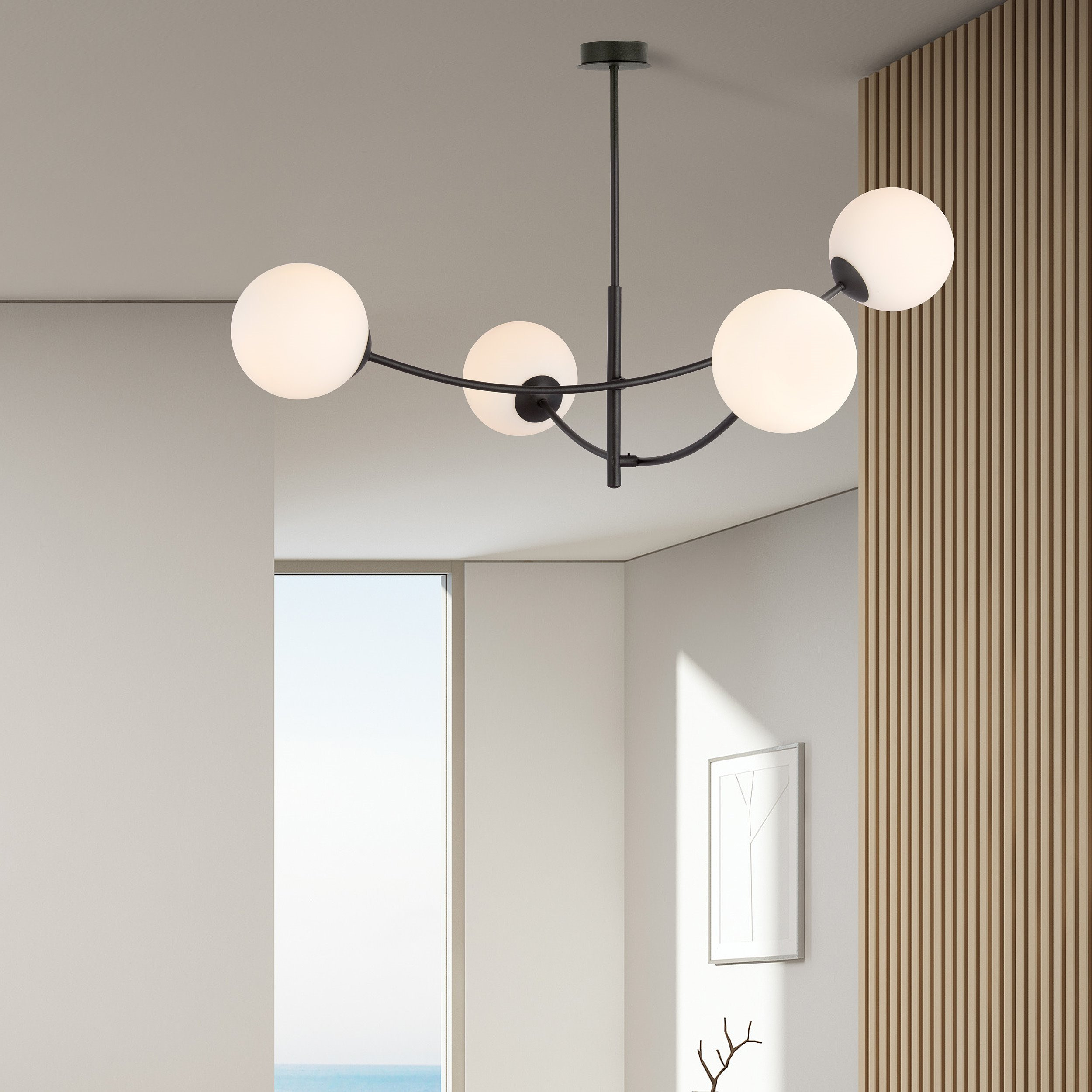Suspension Hunter base en métal avec abat-jour en boule de verre au design contemporain par Emibig Suspension Hunter base en métal avec abat-jour en boule de verre au design contemporain par Emibig