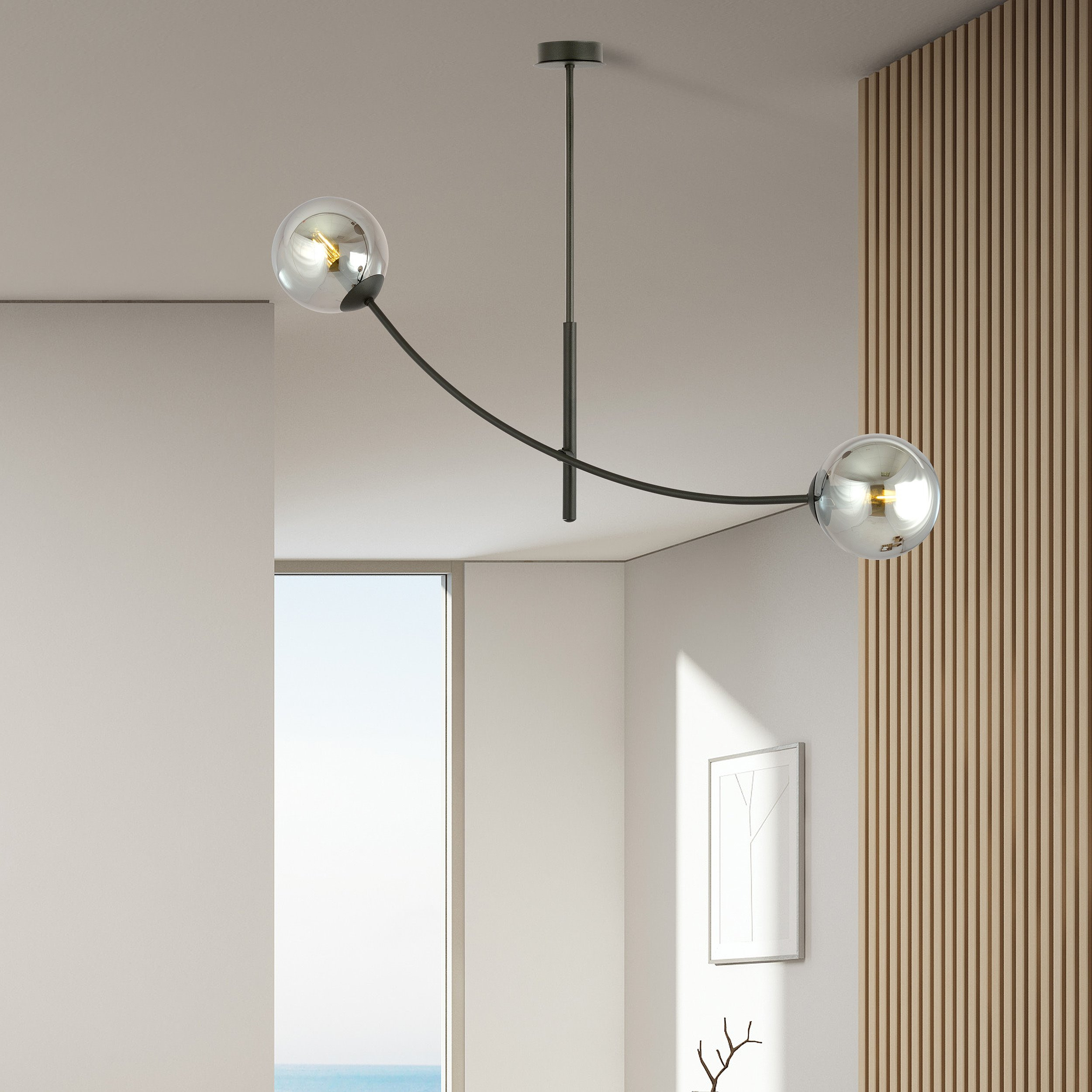 Suspension Hunter base en métal avec abat-jour en boule de verre au design contemporain par Emibig Suspension Hunter base en métal avec abat-jour en boule de verre au design contemporain par Emibig
