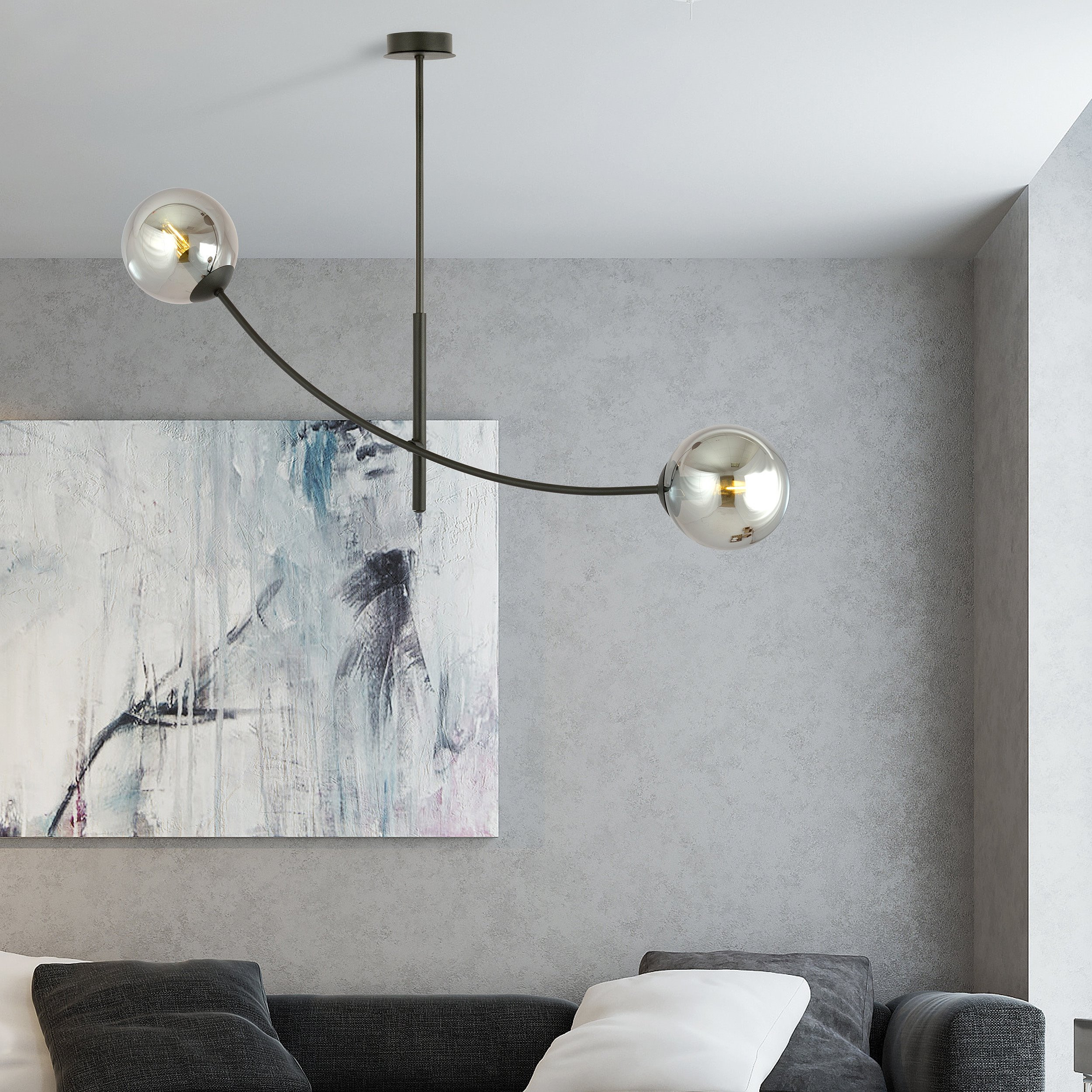 Suspension Hunter base en métal avec abat-jour en boule de verre au design contemporain par Emibig Suspension Hunter base en métal avec abat-jour en boule de verre au design contemporain par Emibig