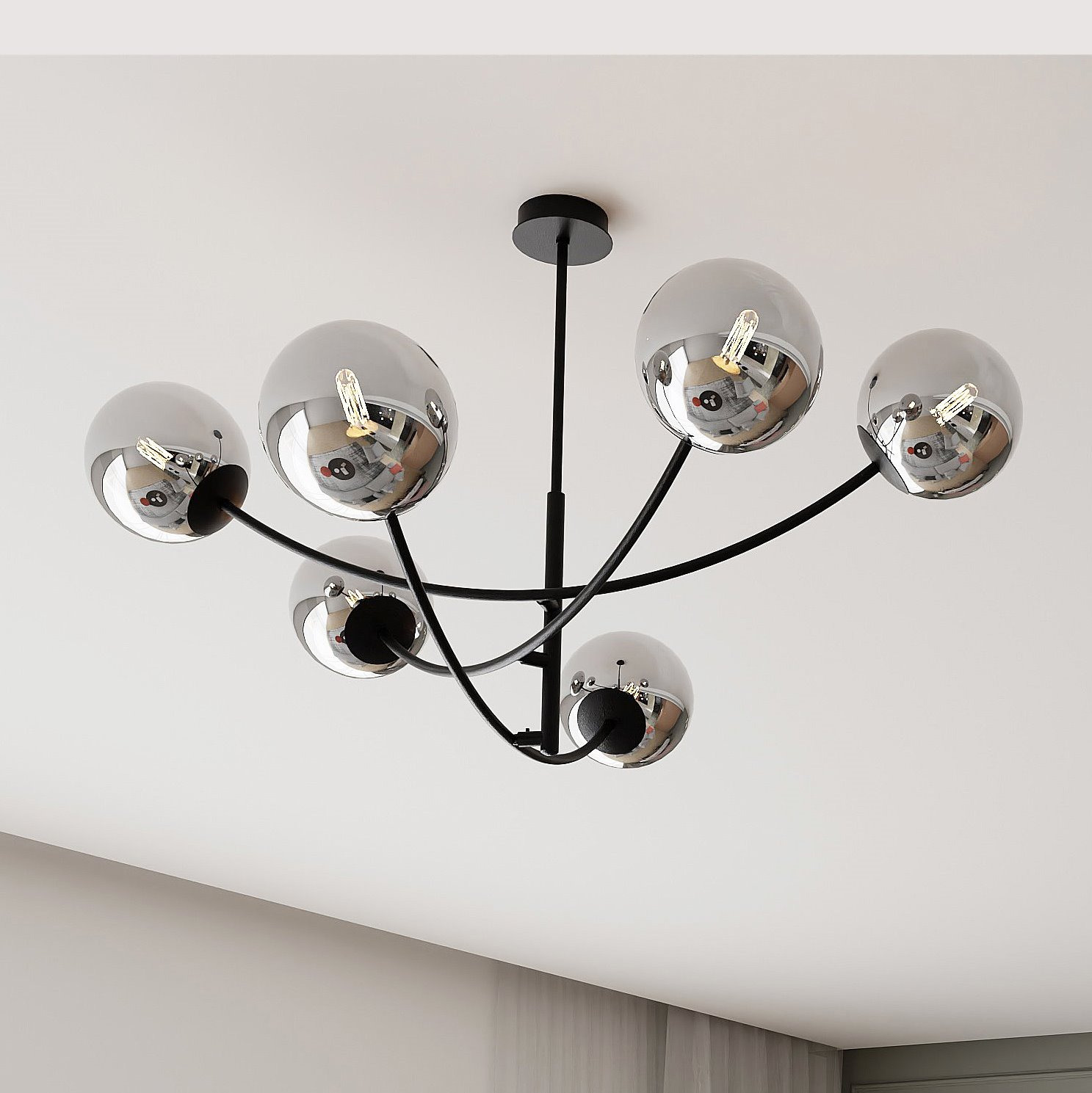 Suspension Hunter base en métal avec abat-jour en boule de verre au design contemporain par Emibig Suspension Hunter base en métal avec abat-jour en boule de verre au design contemporain par Emibig