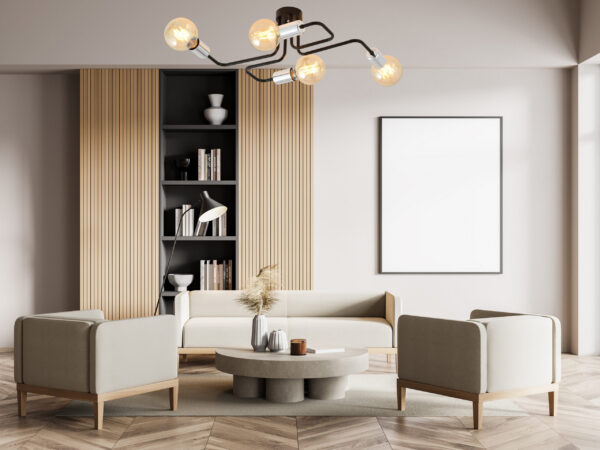 Plafonnier Veken base en métal avec détail argent ou doré au design contemporain par Emibig