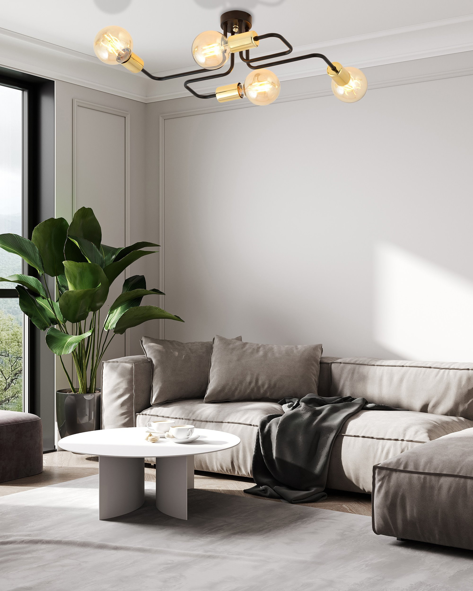 Plafonnier Veken base en métal avec détail argent ou doré au design contemporain par Emibig Plafonnier Veken base en métal avec détail argent ou doré au design contemporain par Emibig