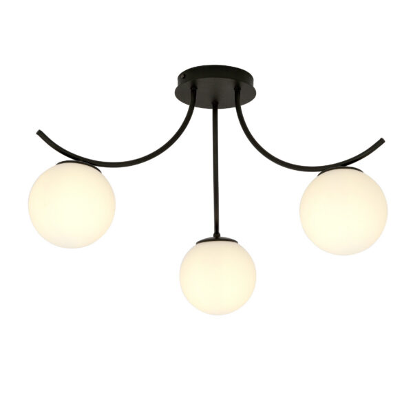 Plafonnier Boston base en métal avec abat-jour en verre au design contemporain par Emibig