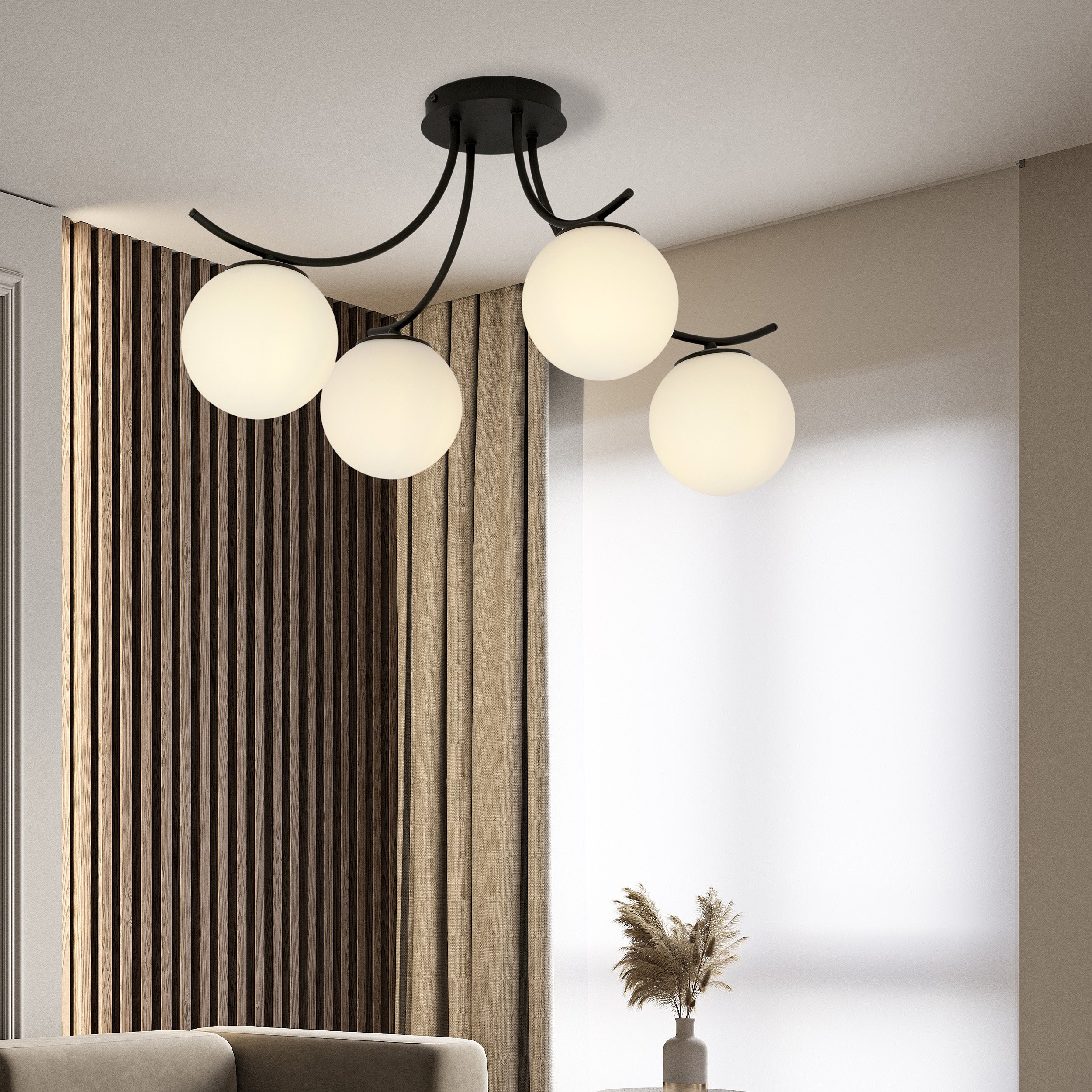 Plafonnier Boston base en métal avec abat-jour en verre au design contemporain par Emibig Plafonnier Boston base en métal avec abat-jour en verre au design contemporain par Emibig