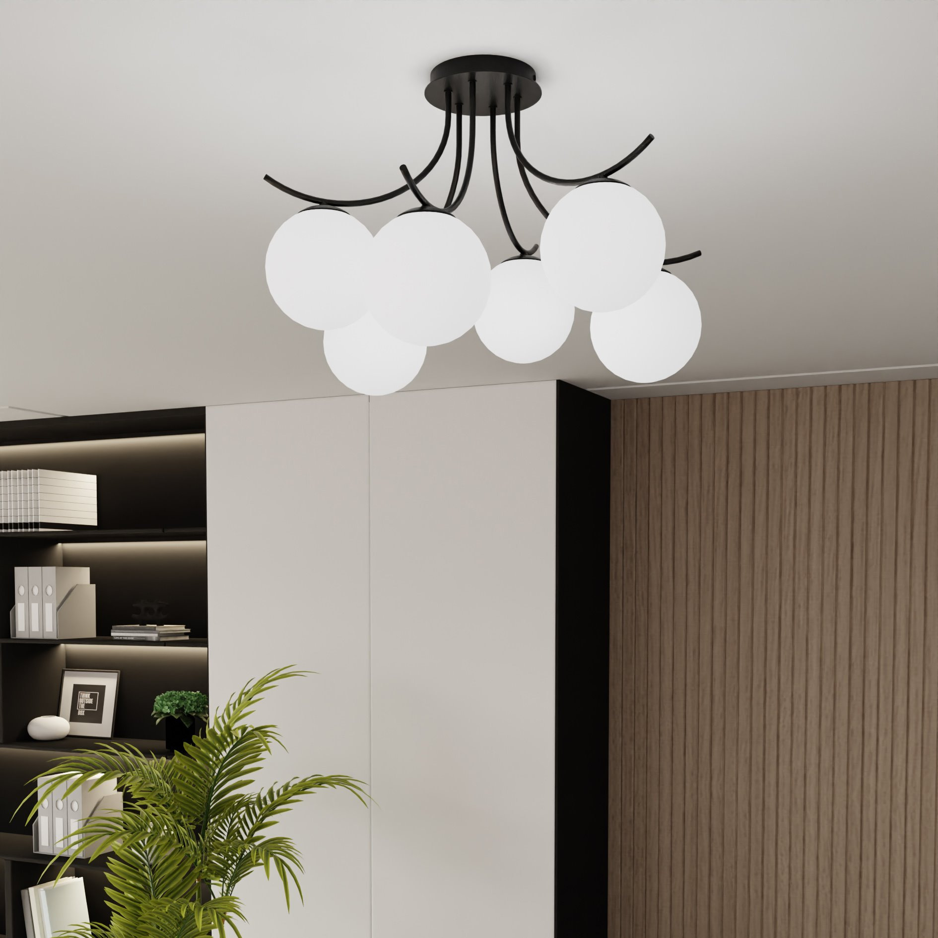 Plafonnier Boston base en métal avec abat-jour en verre au design contemporain par Emibig Plafonnier Boston base en métal avec abat-jour en verre au design contemporain par Emibig
