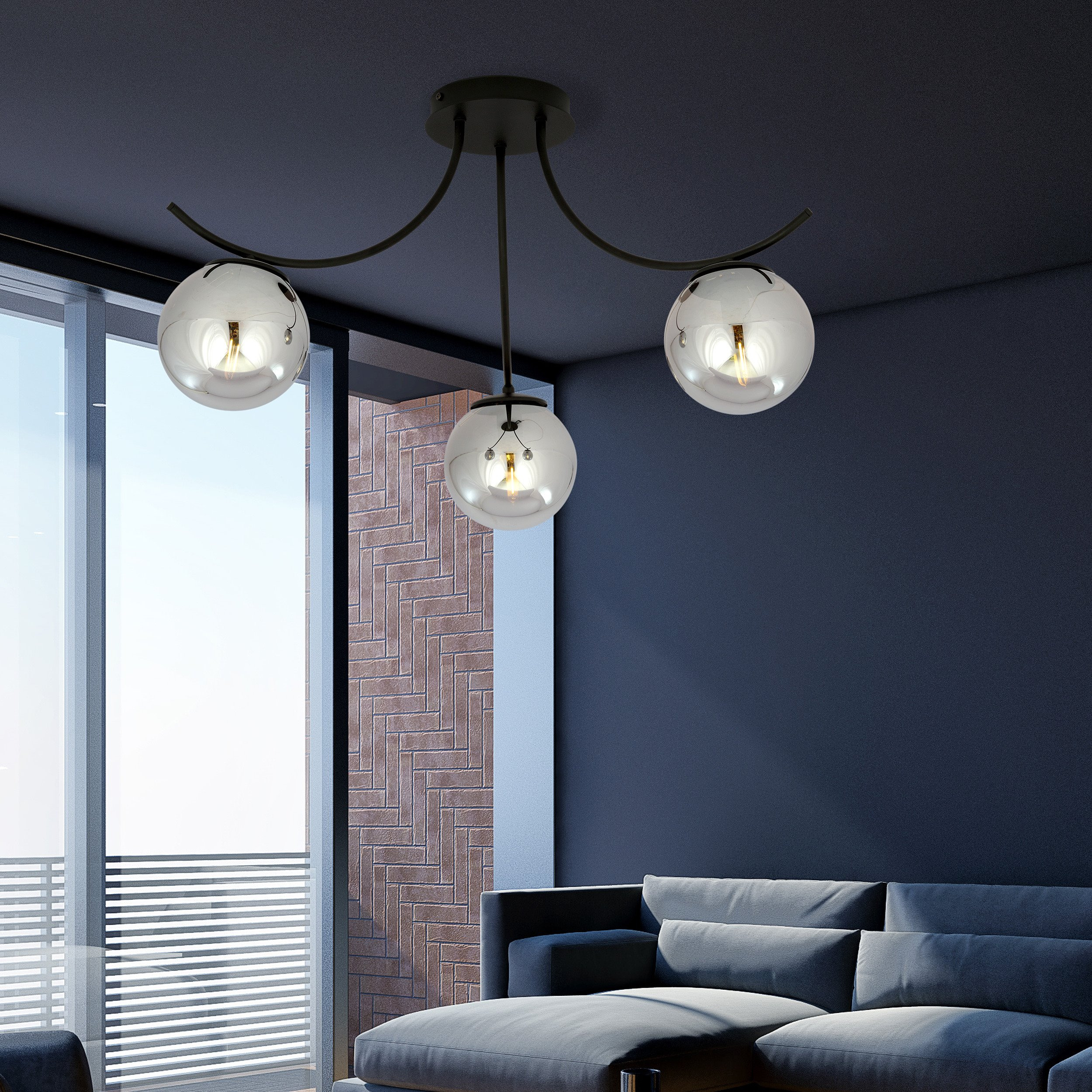 Plafonnier Boston base en métal avec abat-jour en verre au design contemporain par Emibig Plafonnier Boston base en métal avec abat-jour en verre au design contemporain par Emibig