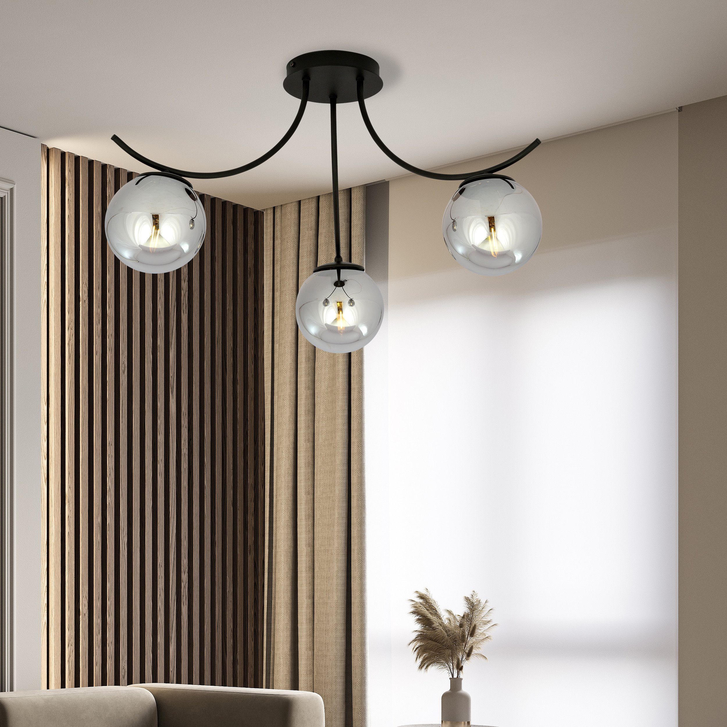 Plafonnier Boston base en métal avec abat-jour en verre au design contemporain par Emibig Plafonnier Boston base en métal avec abat-jour en verre au design contemporain par Emibig