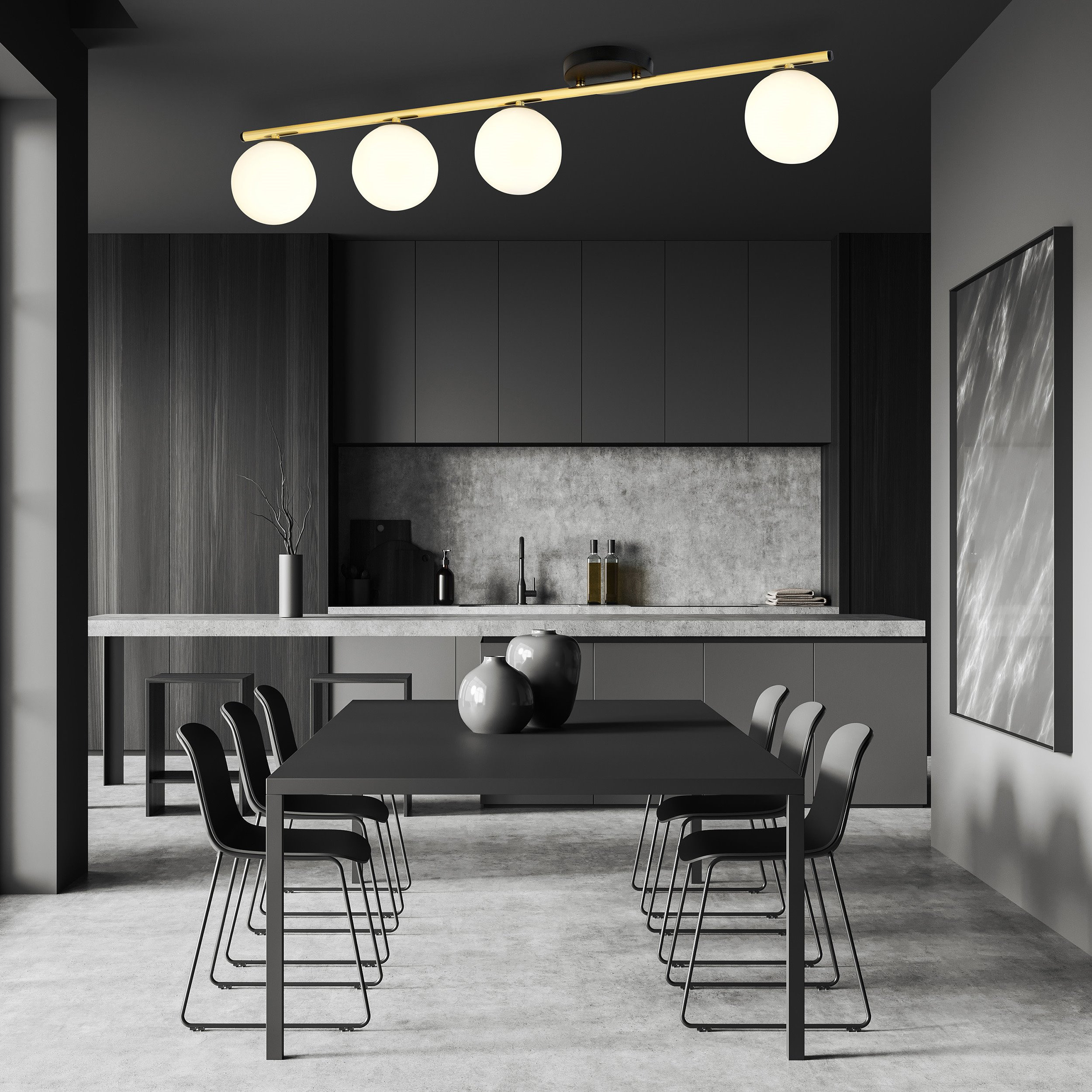 Plafonnier Monza base en métal avec barre linéaire doré au design contemporain par Emibig Plafonnier Monza base en métal avec barre linéaire doré au design contemporain par Emibig