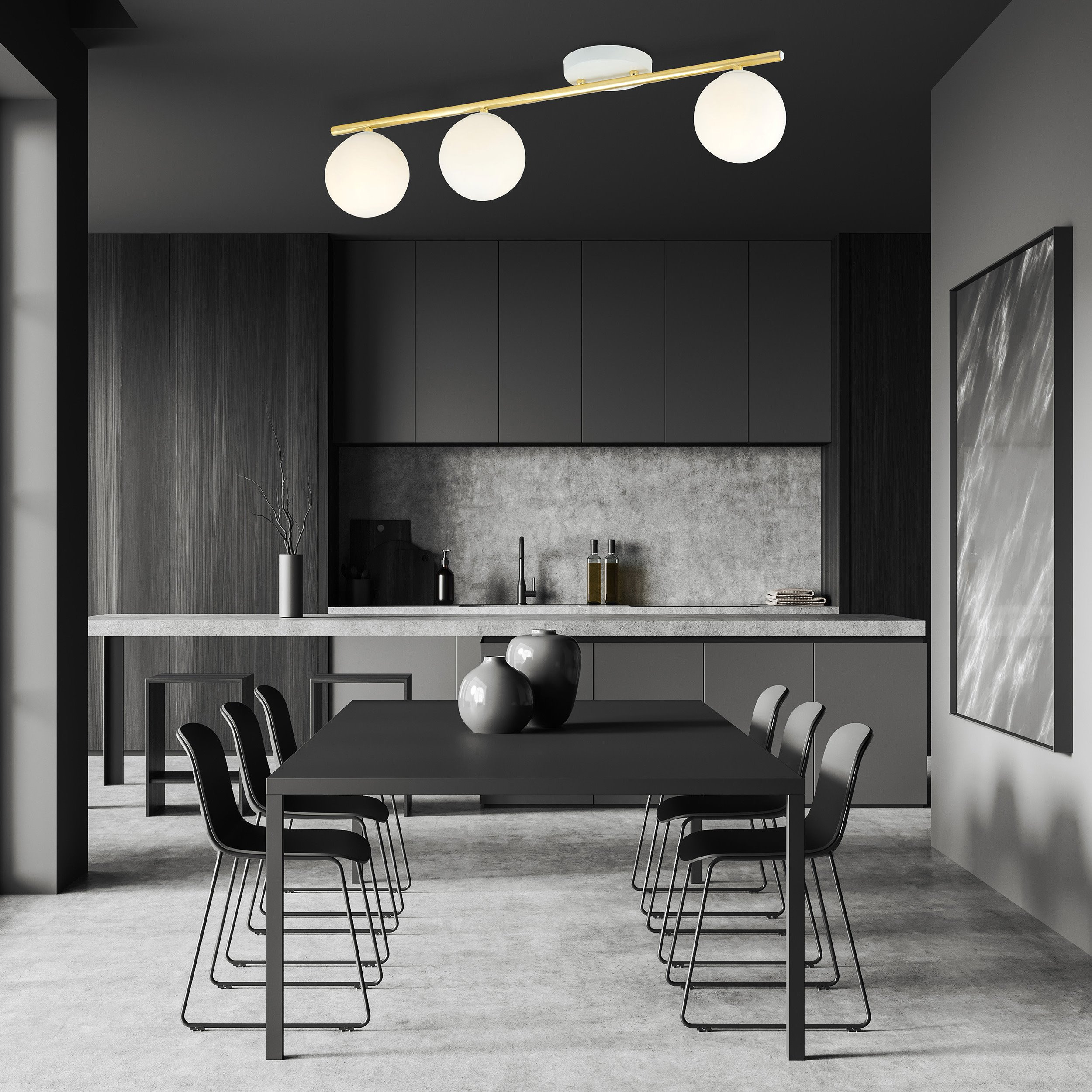 Plafonnier Monza base en métal avec barre linéaire doré au design contemporain par Emibig Plafonnier Monza base en métal avec barre linéaire doré au design contemporain par Emibig