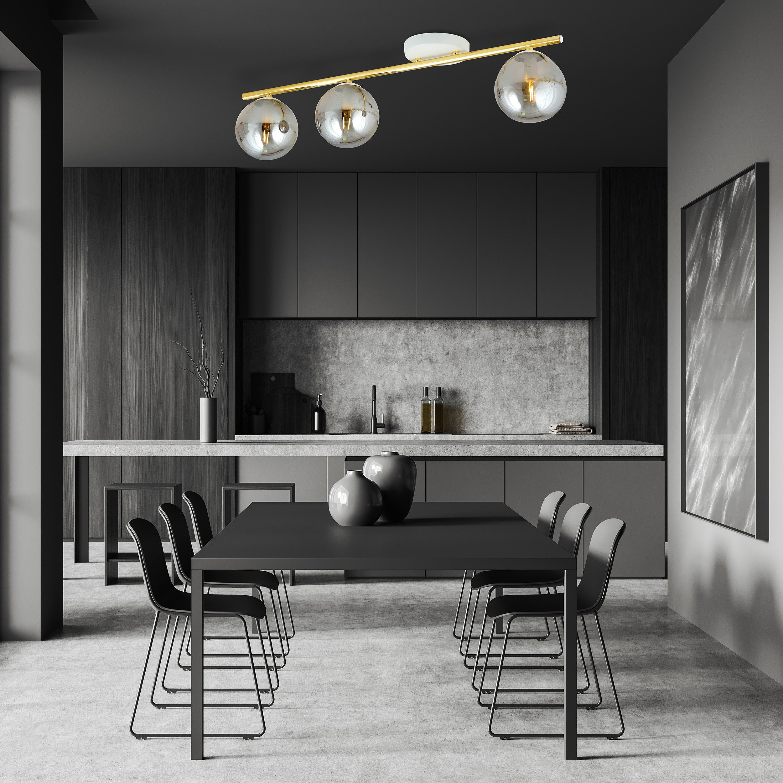 Plafonnier Monza base en métal avec barre linéaire doré au design contemporain par Emibig Plafonnier Monza base en métal avec barre linéaire doré au design contemporain par Emibig