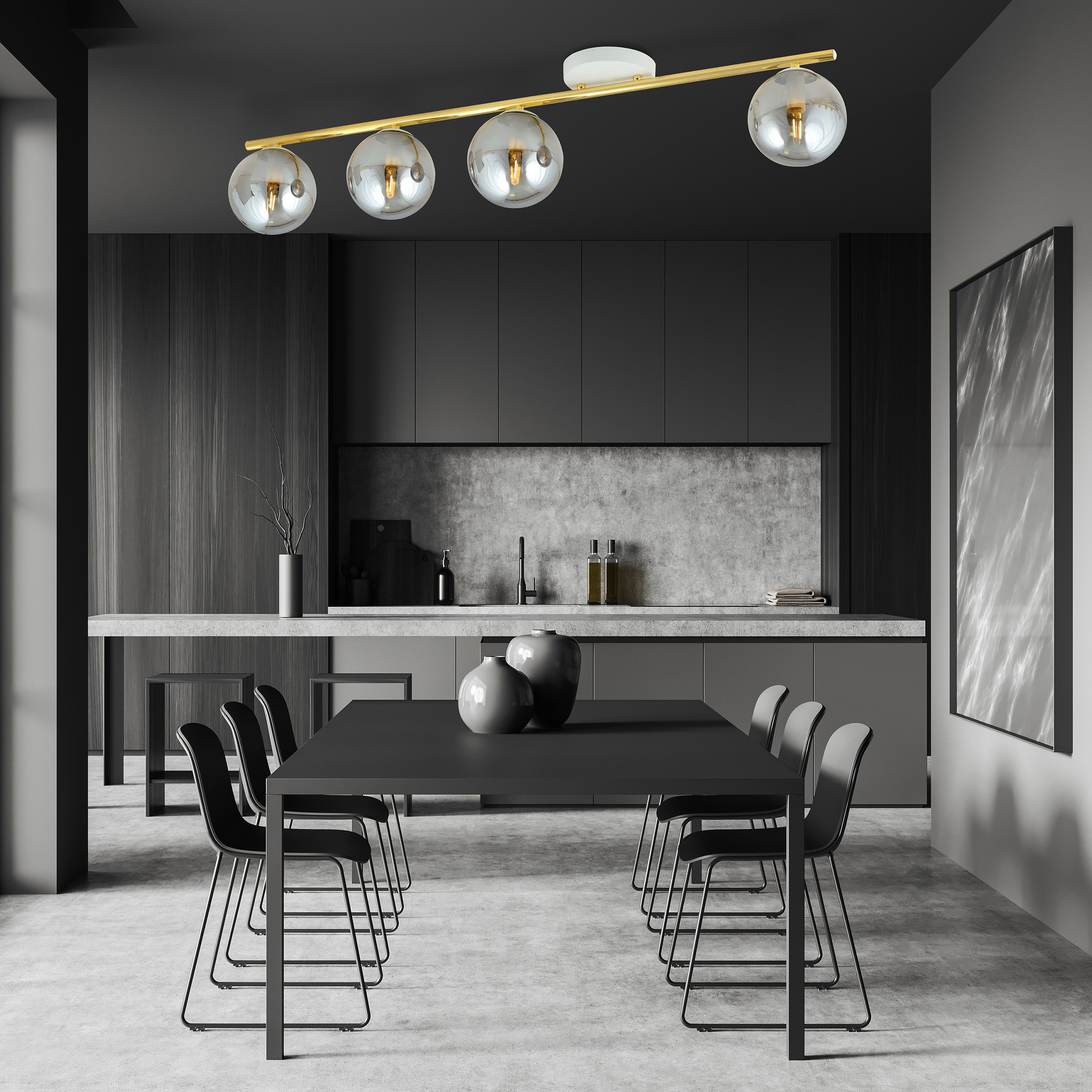 Plafonnier Monza base en métal avec barre linéaire doré au design contemporain par Emibig Plafonnier Monza base en métal avec barre linéaire doré au design contemporain par Emibig