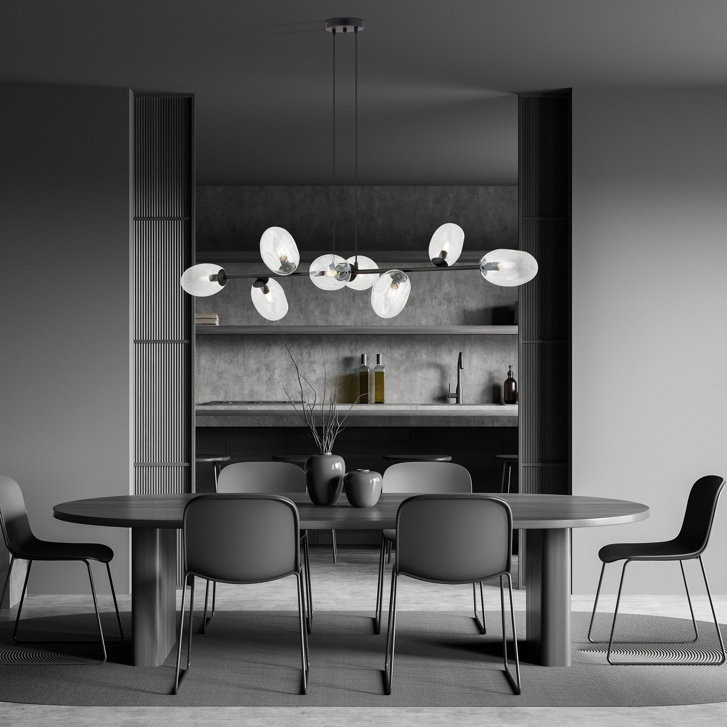 Suspension Pandora base en métal avec abat-jour ovale en verre au design contemporain par Emibig Suspension Pandora base en métal avec abat-jour ovale en verre au design contemporain par Emibig