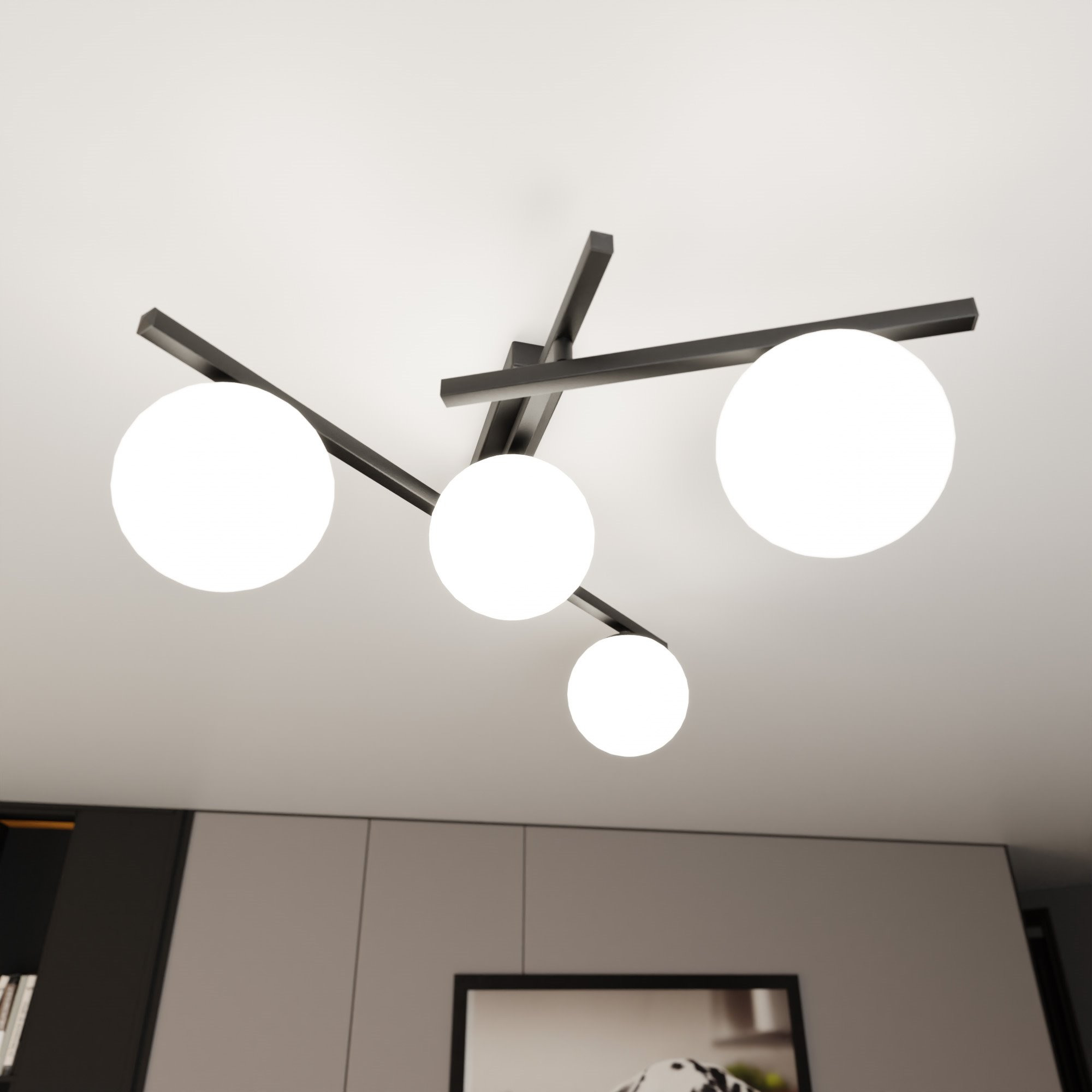 Plafonnier Smart base en métal et abat-jour en verre au design contemporain par Emibig Plafonnier Smart base en métal et abat-jour en verre au design contemporain par Emibig