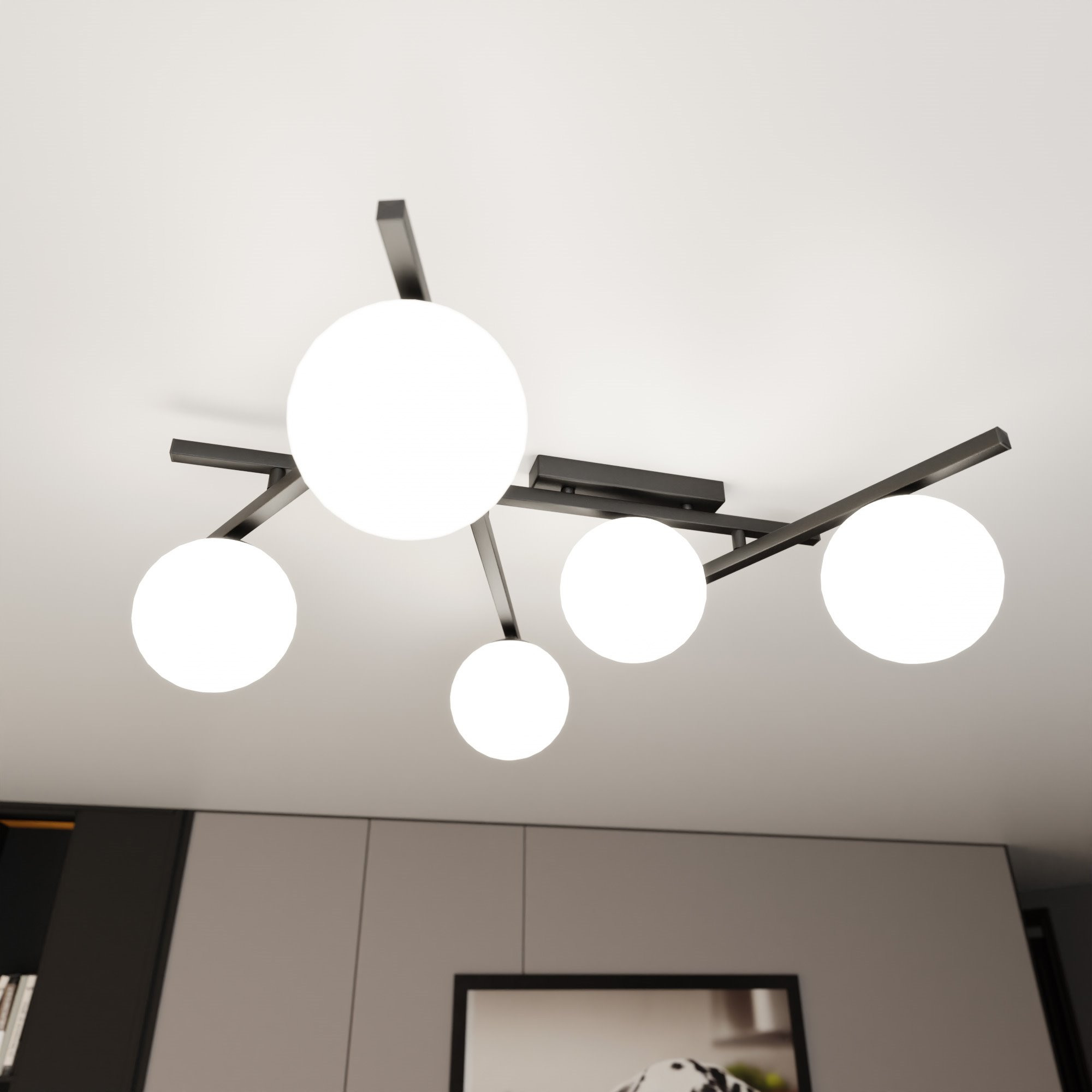 Plafonnier Smart base en métal et abat-jour en verre au design contemporain par Emibig Plafonnier Smart base en métal et abat-jour en verre au design contemporain par Emibig