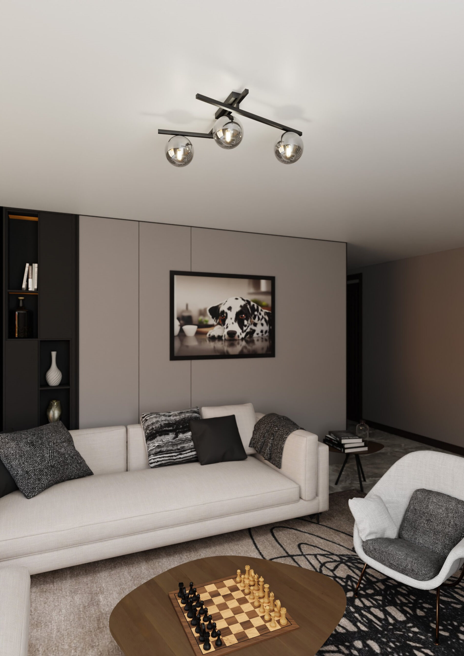 Plafonnier Smart base en métal et abat-jour en verre au design contemporain par Emibig Plafonnier Smart base en métal et abat-jour en verre au design contemporain par Emibig