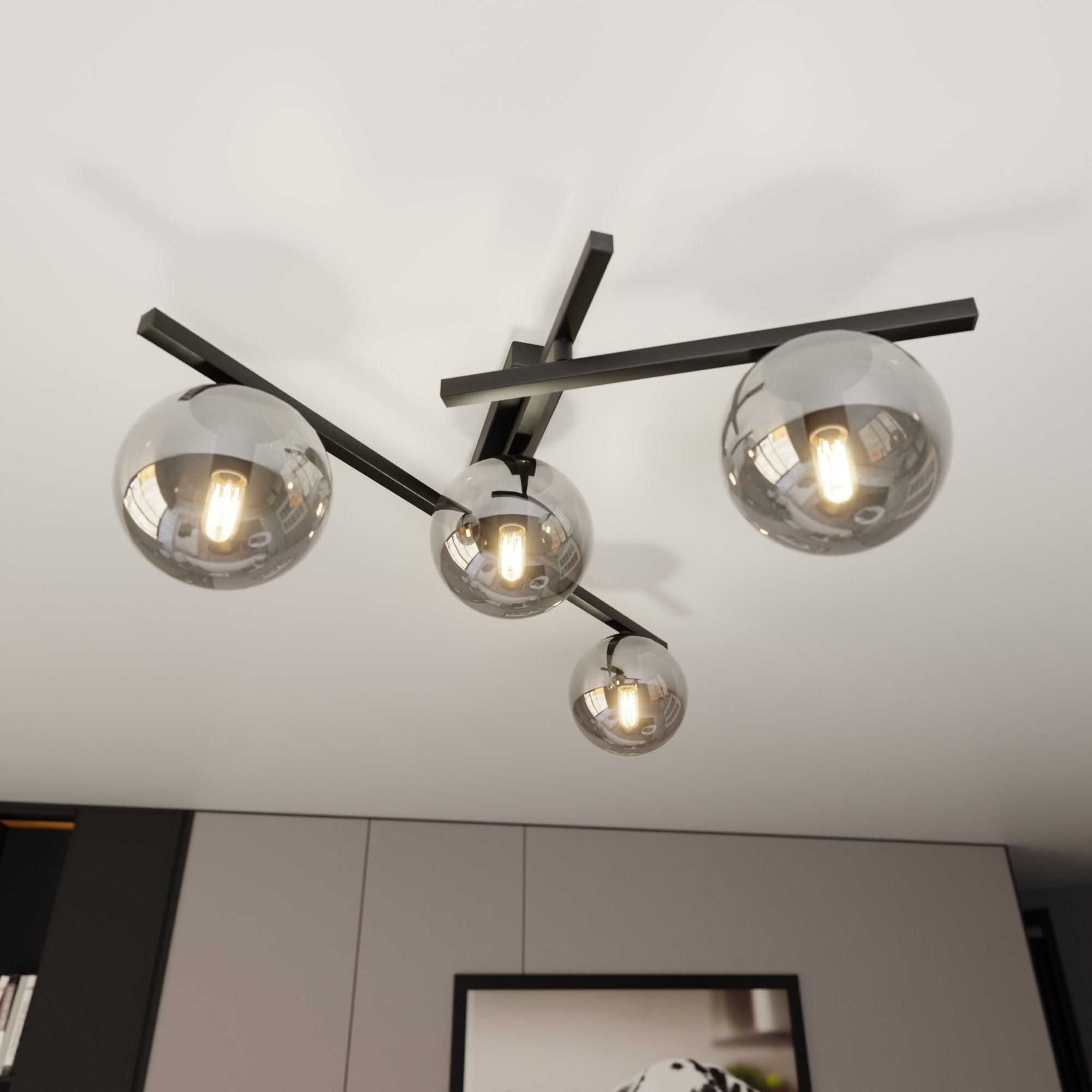 Plafonnier Smart base en métal et abat-jour en verre au design contemporain par Emibig Plafonnier Smart base en métal et abat-jour en verre au design contemporain par Emibig