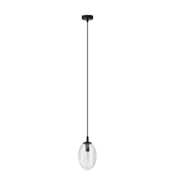 Suspension Astral avec base en métal circulaire et abat-jour ovale en verre au design contemporain par Emibig