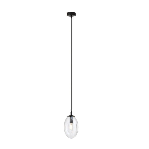 Suspension Astral avec base en métal circulaire et abat-jour ovale en verre au design contemporain par Emibig