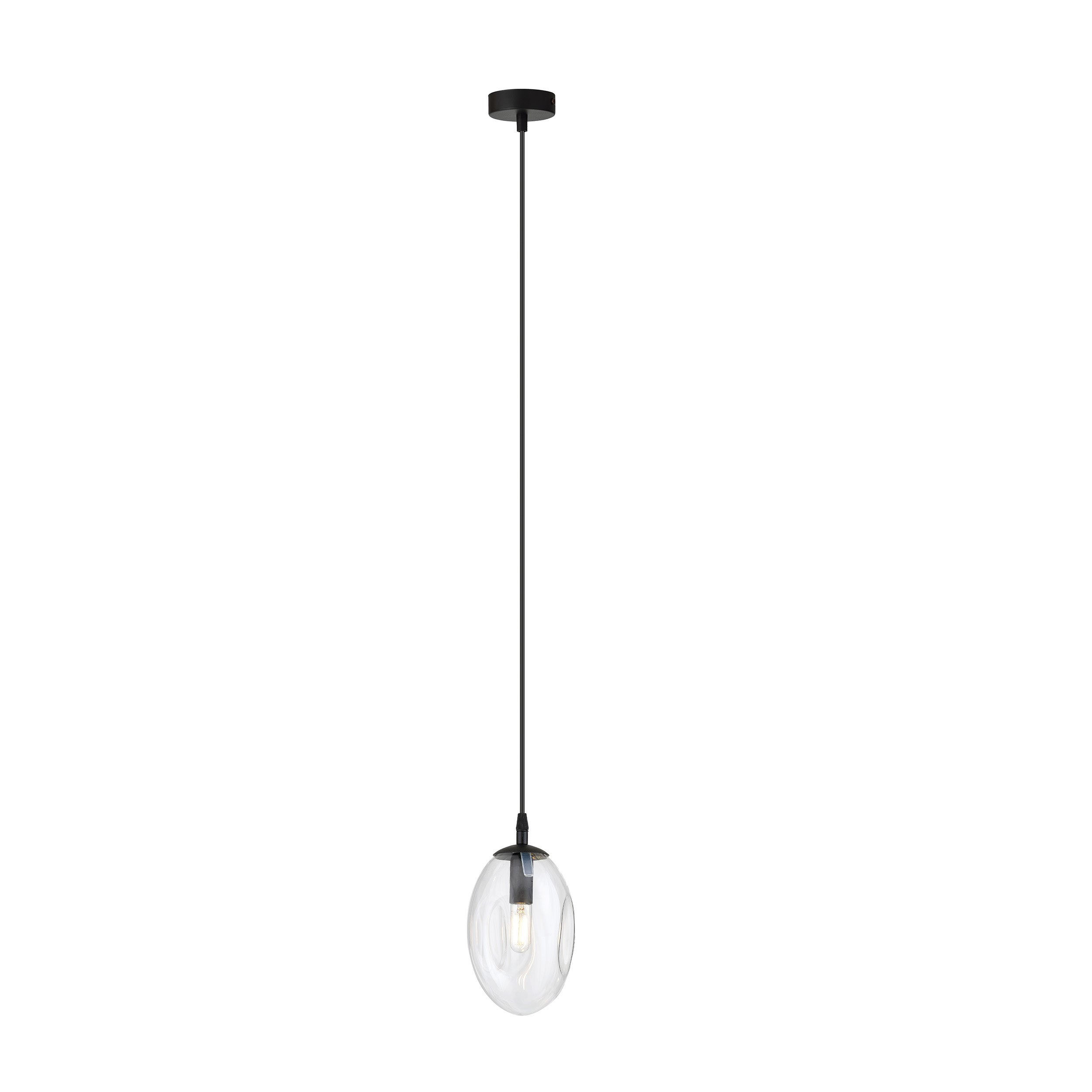 Suspension Astral avec base en métal circulaire et abat-jour ovale en verre au design contemporain par Emibig