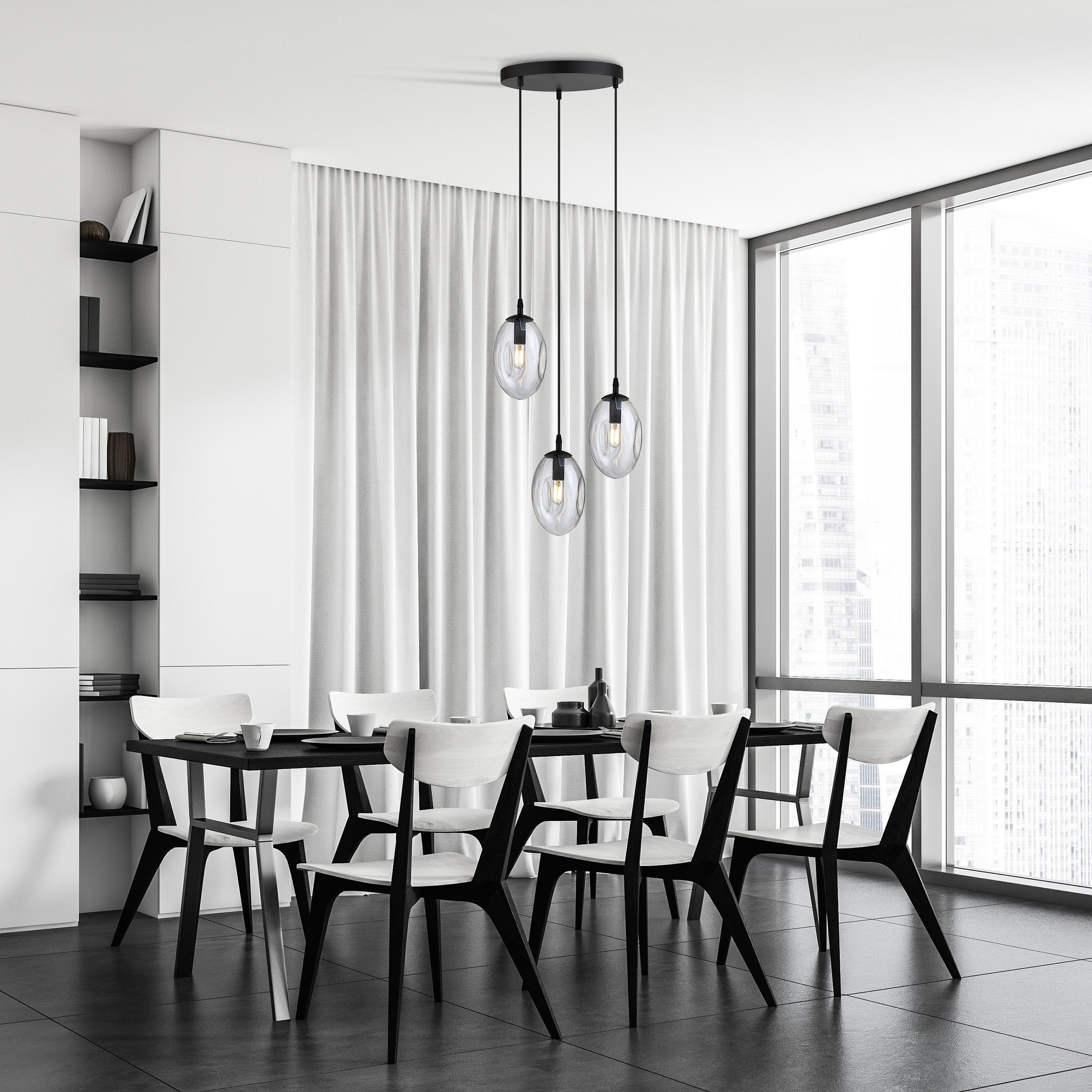 Suspension Astral avec base en métal circulaire et abat-jour ovale en verre au design contemporain par Emibig Suspension Astral avec base en métal circulaire et abat-jour ovale en verre au design contemporain par Emibig